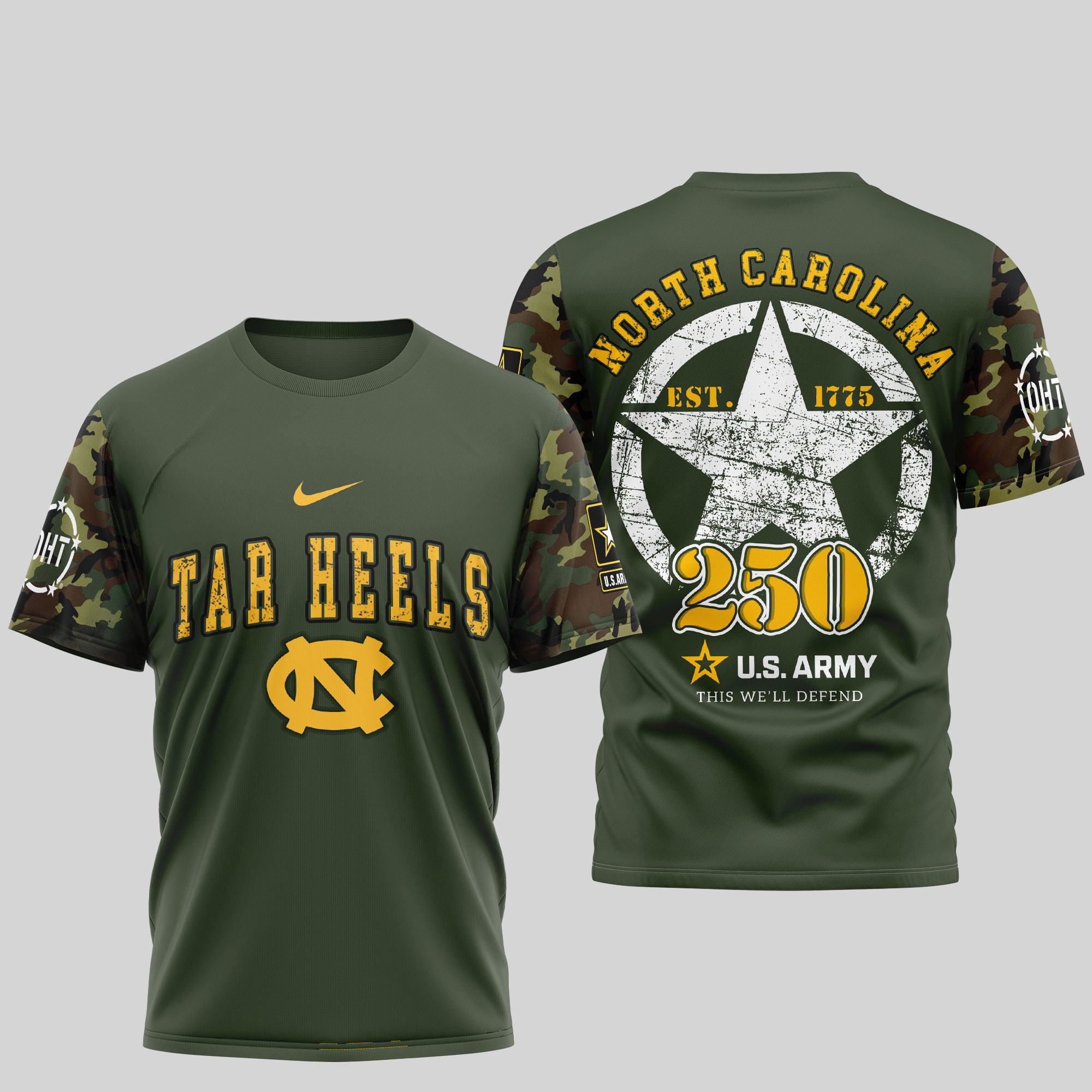 North Carolina Tar Heels | Premium U.S.Army 3D Shirt TTH2105280
