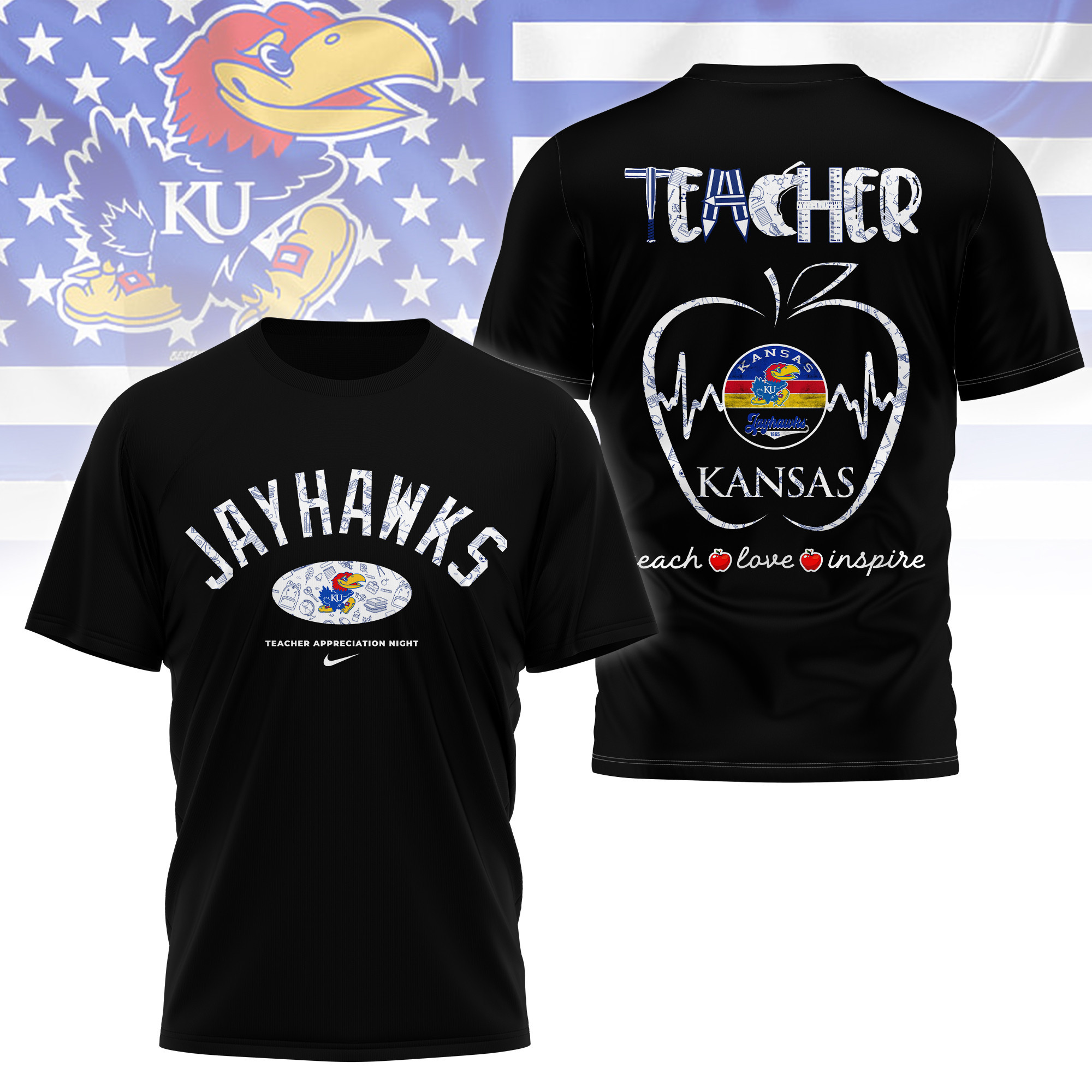 Kansas Jayhawks | Premium Teacher Appreciation Day 3D Shirt TTH2105288
