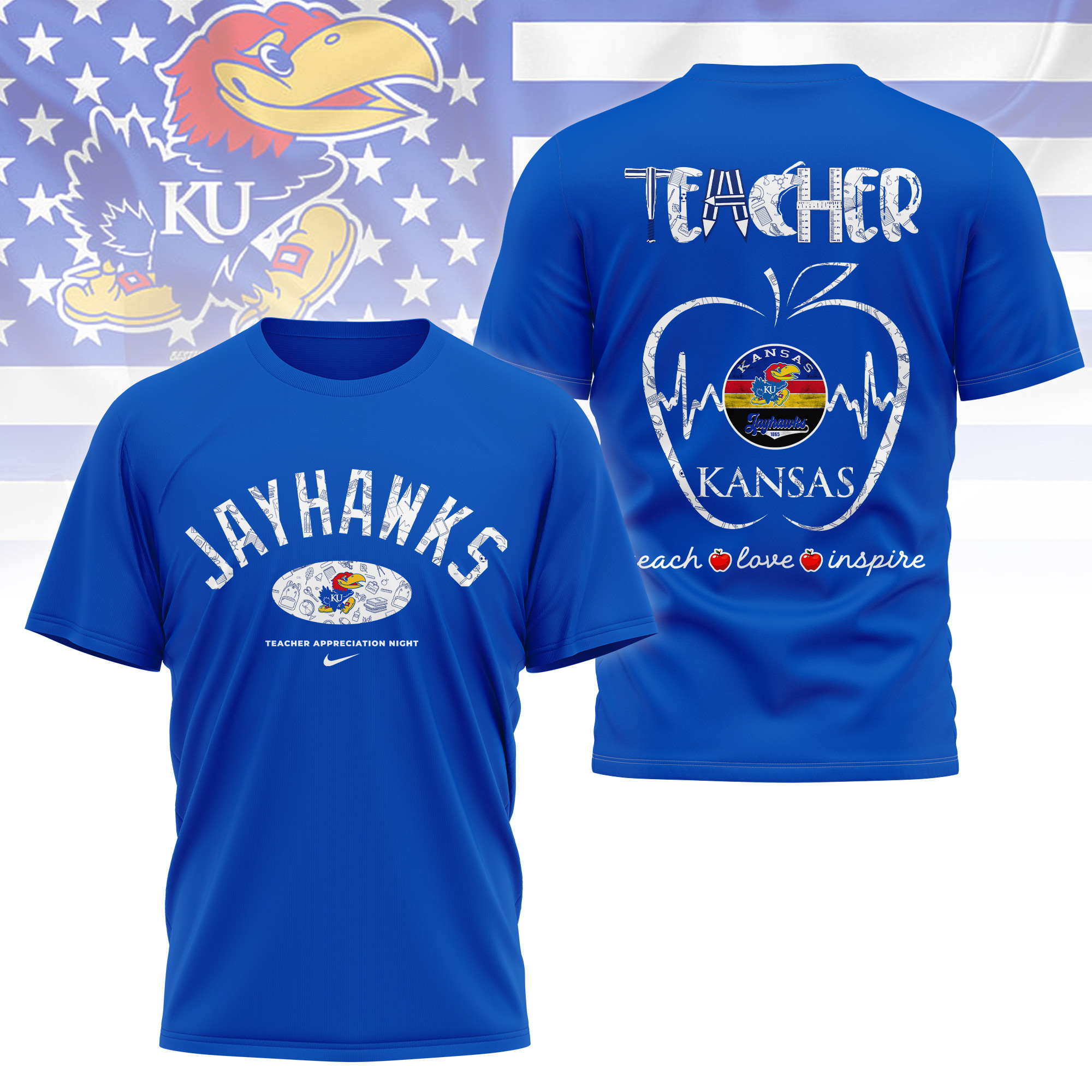 Kansas Jayhawks | Premium Teacher Appreciation Day 3D Shirt TTH2105288 - Image 3