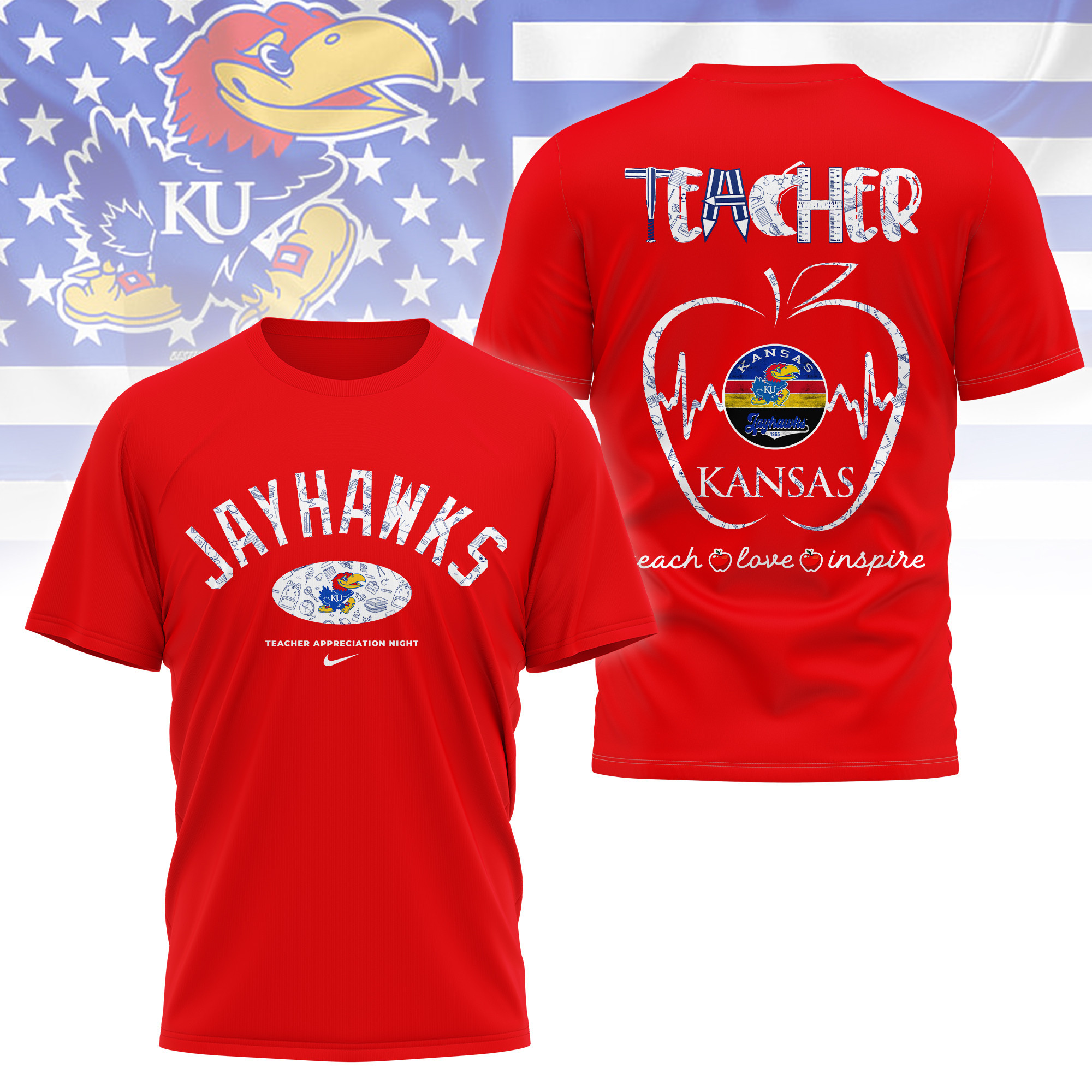 Kansas Jayhawks | Premium Teacher Appreciation Day 3D Shirt TTH2105288 - Image 4