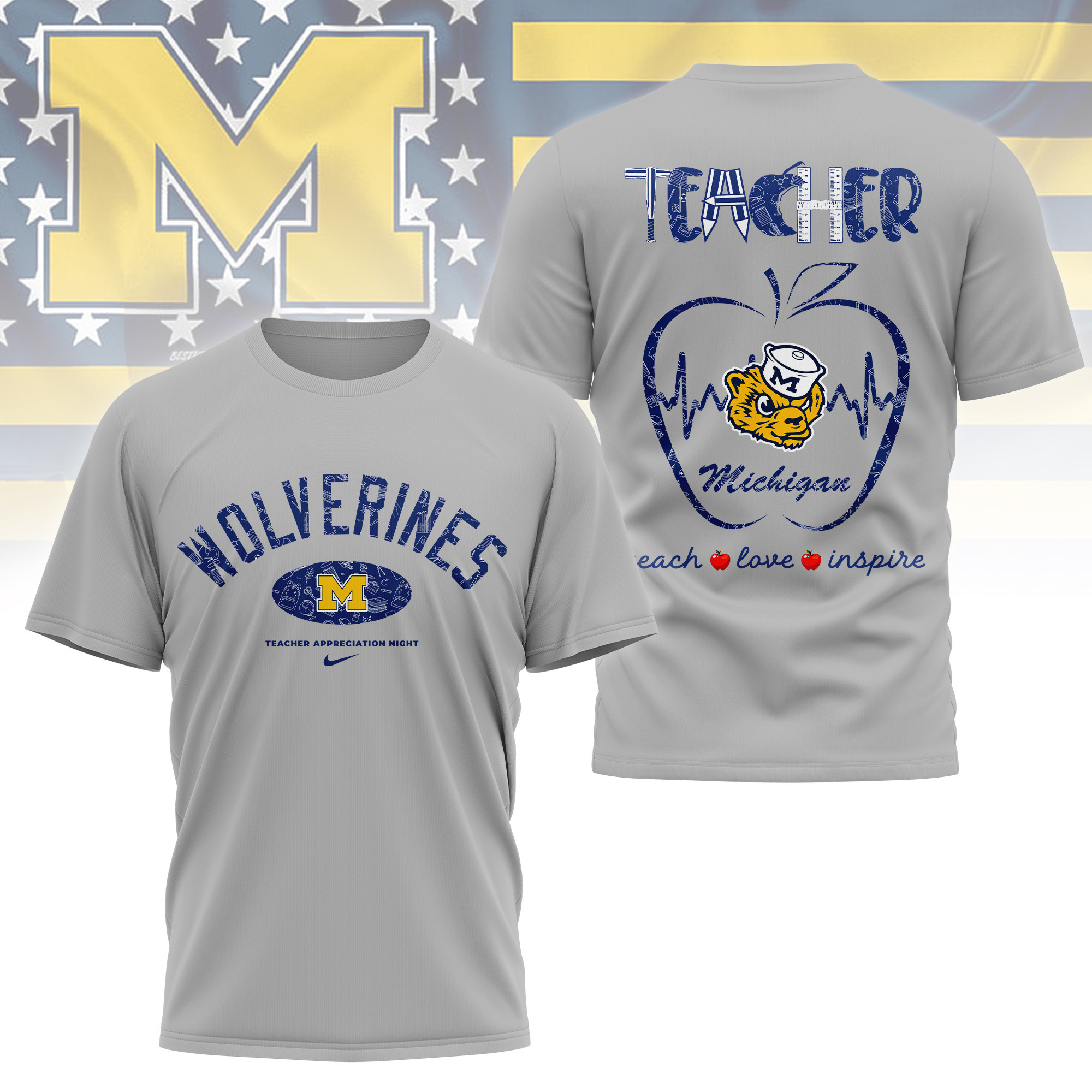 Michigan Wolverines | Premium Teacher Appreciation Day 3D Shirt TTH2105288 - Image 2