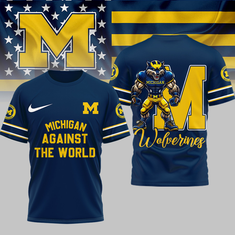 Michigan Wolverines | Premium NCAA My Team Against The World T-shirt TTH2105293 - Image 2