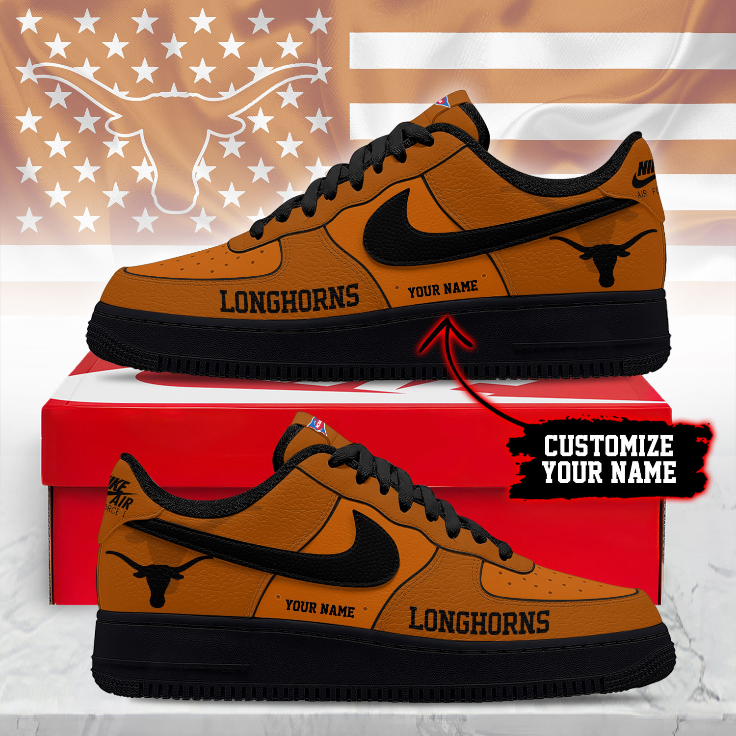 Texas Longhorns x Premium NCAA Limited Edition Custom AF1 Shoes – Gift for Fans TTH190534 - Image 2