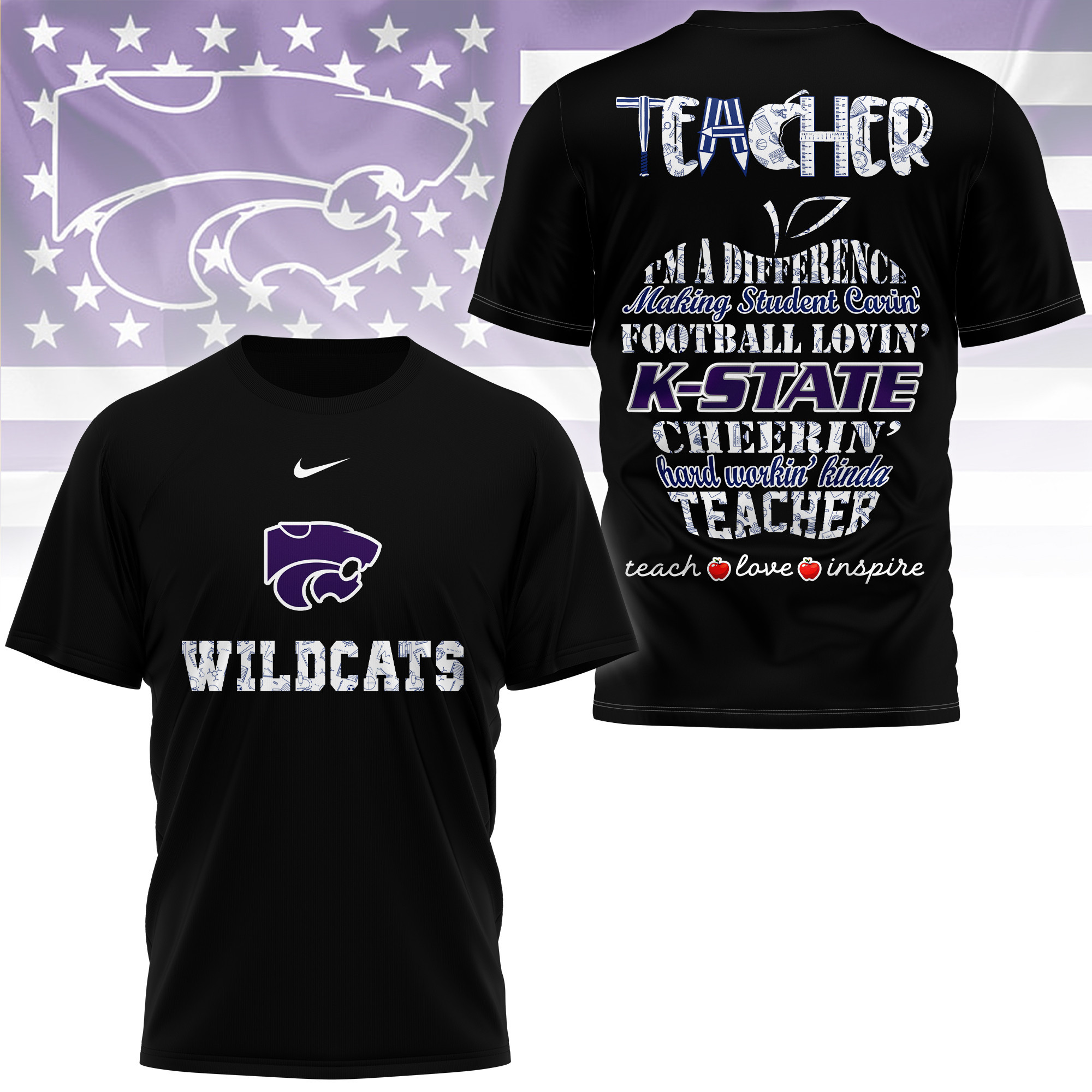Kansas State Wildcats | Premium Teacher Pride 3D Shirt TTH2105261