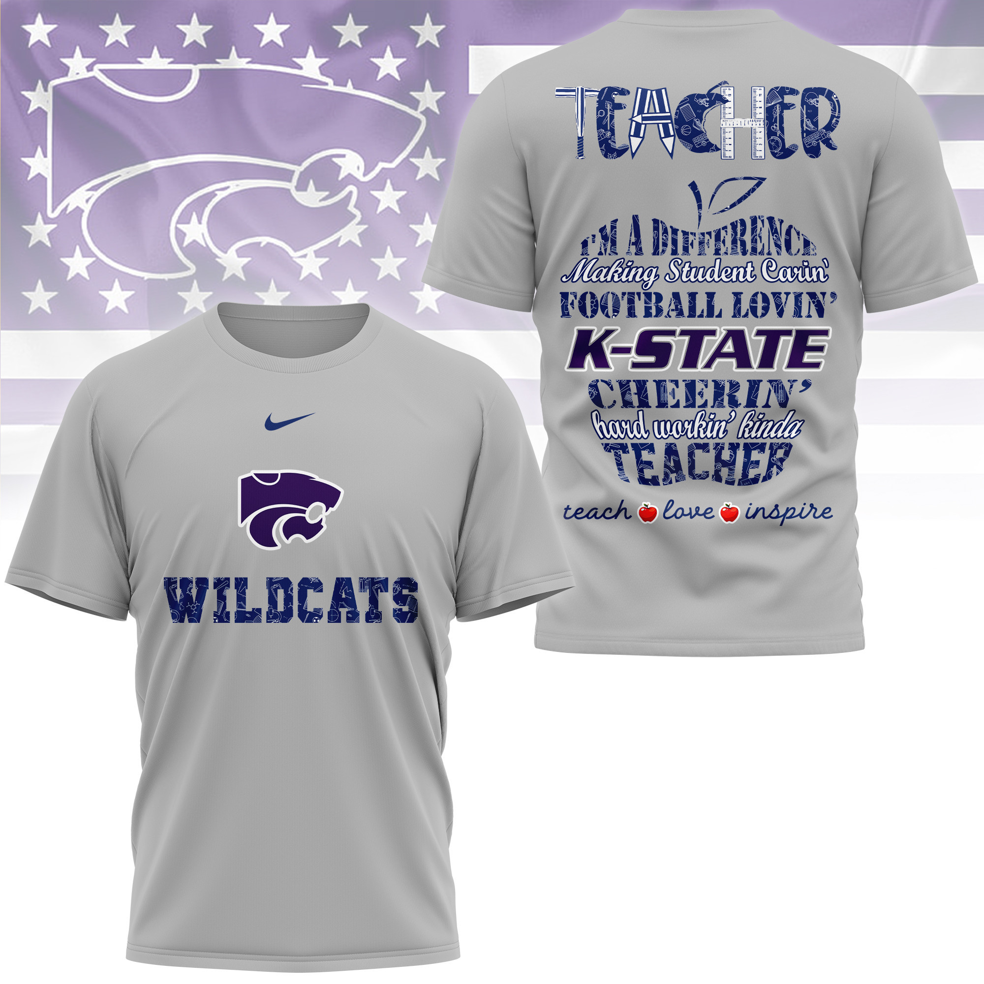 Kansas State Wildcats | Premium Teacher Pride 3D Shirt TTH2105261 - Image 2