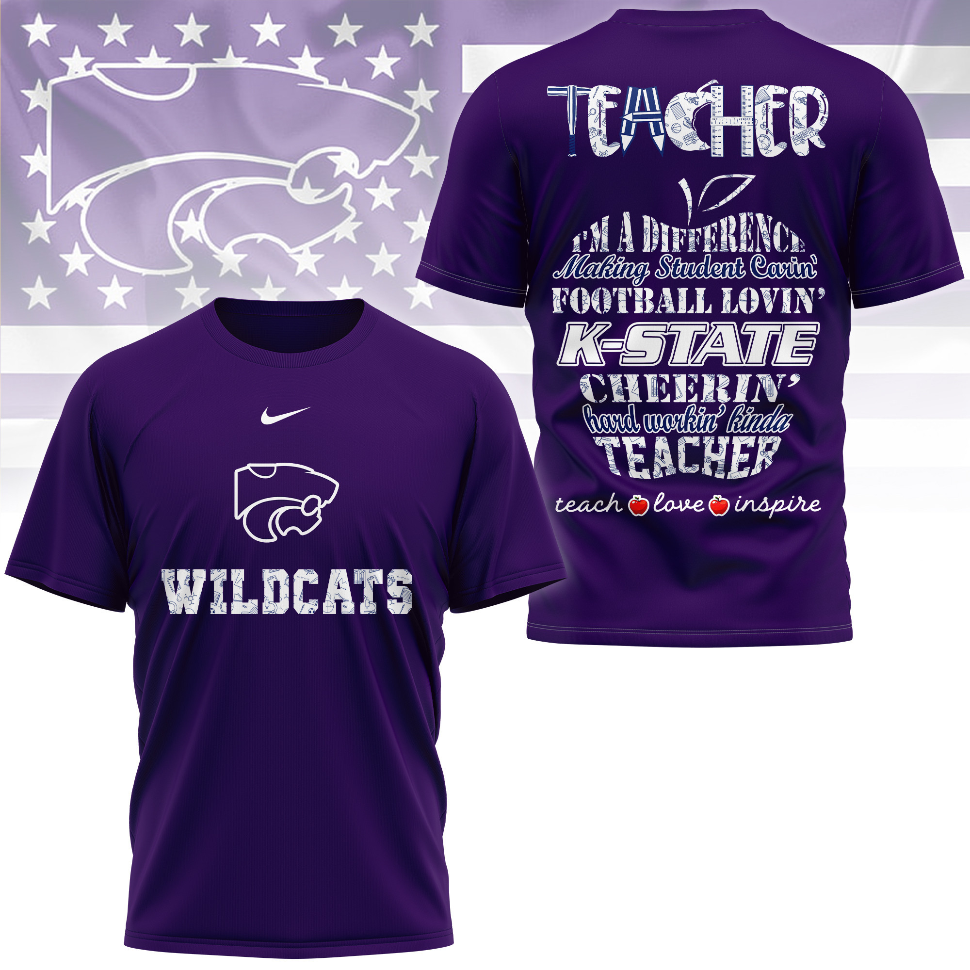 Kansas State Wildcats | Premium Teacher Pride 3D Shirt TTH2105261 - Image 3