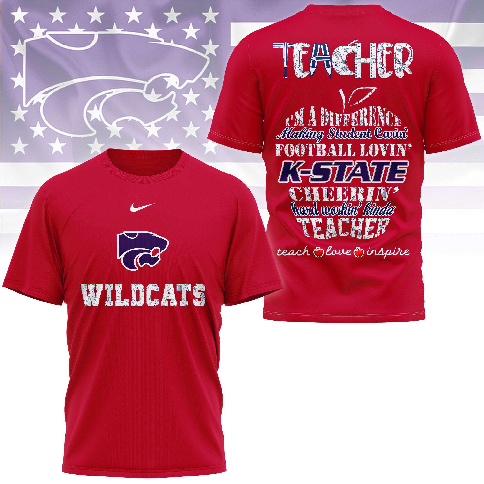 Kansas State Wildcats | Premium Teacher Pride 3D Shirt TTH2105261 - Image 4