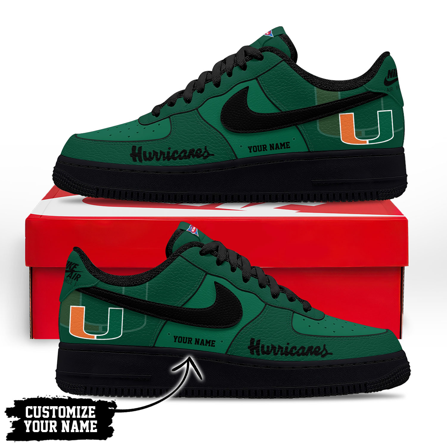 Miami Hurricanes x Premium NCAA Limited Edition Custom AF1 Shoes – Gift for Fans TTH190534