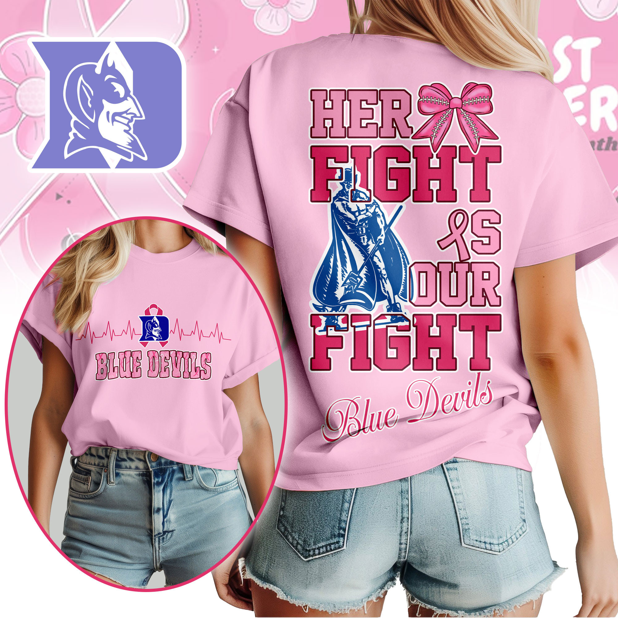Duke Blue Devils | Premium Her Fight Is Our Fight Women’s Shirt TTH2105364 - Image 2