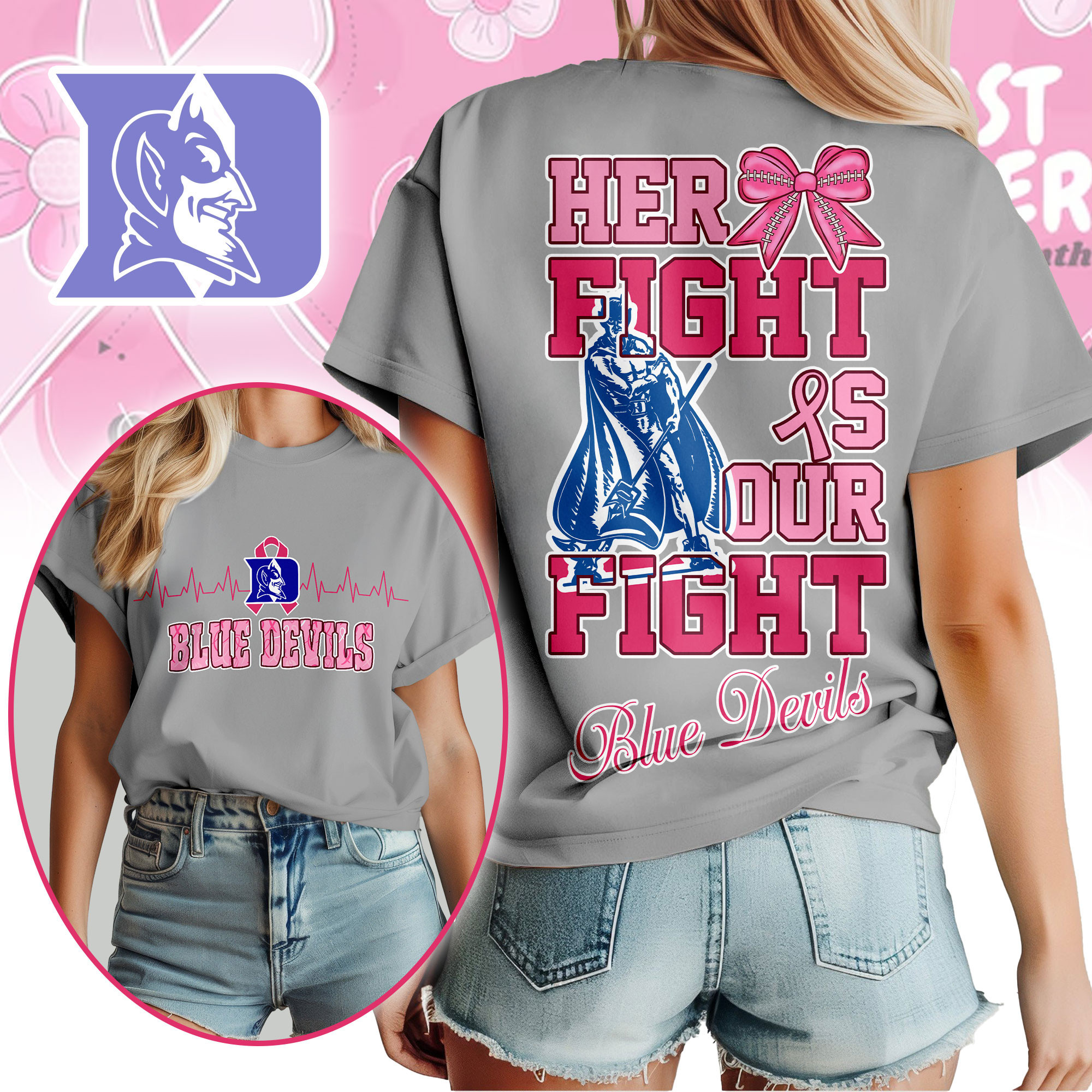 Duke Blue Devils | Premium Her Fight Is Our Fight Women’s Shirt TTH2105364 - Image 4