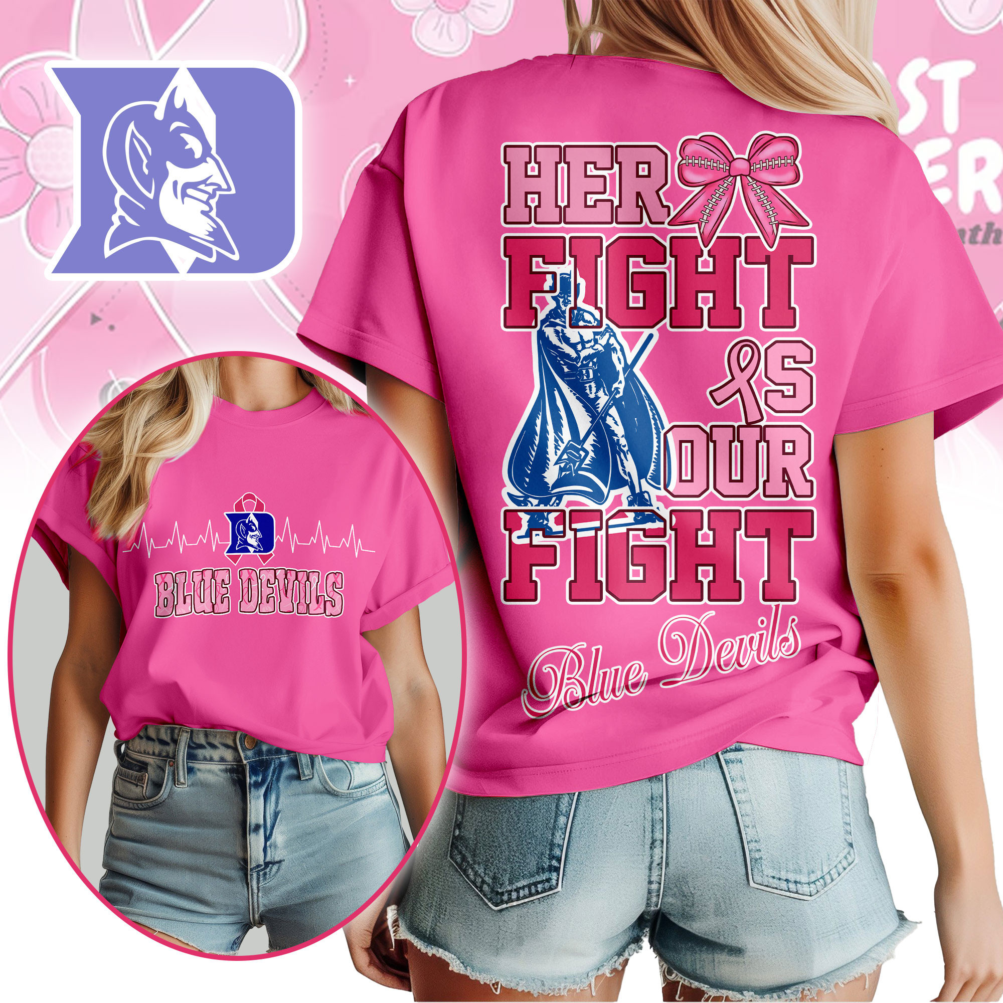 Duke Blue Devils | Premium Her Fight Is Our Fight Women’s Shirt TTH2105364 - Image 3