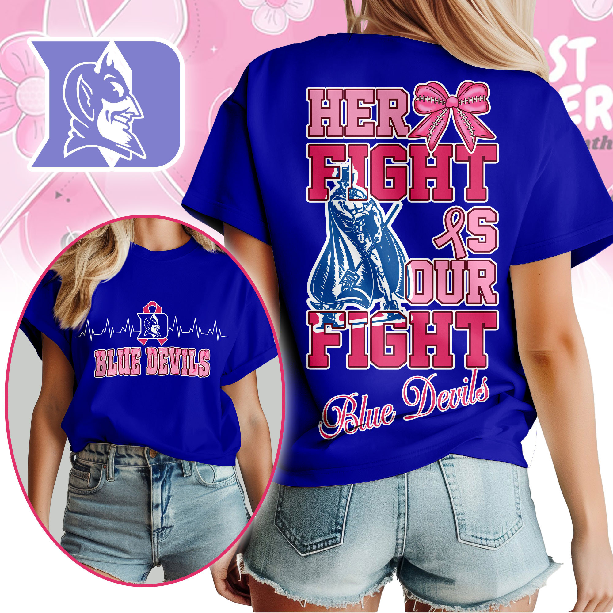 Duke Blue Devils | Premium Her Fight Is Our Fight Women’s Shirt TTH2105364 - Image 5