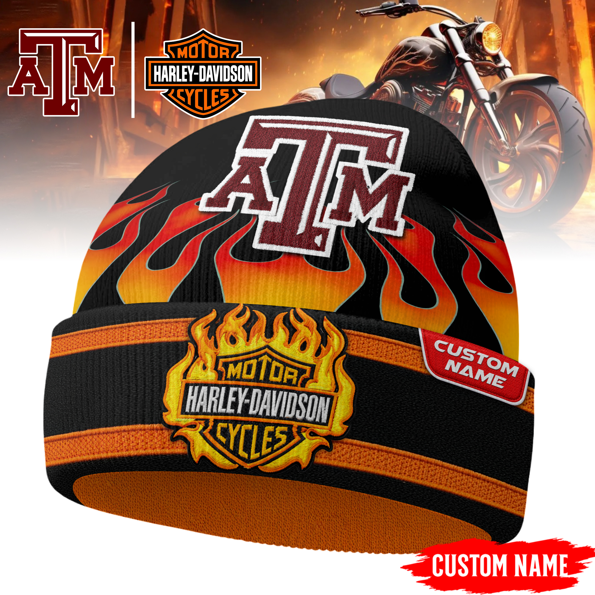 Texas A&M Aggies | Premium NCAA Harley Davidson Beanie Hat TTH2105316 - Image 3