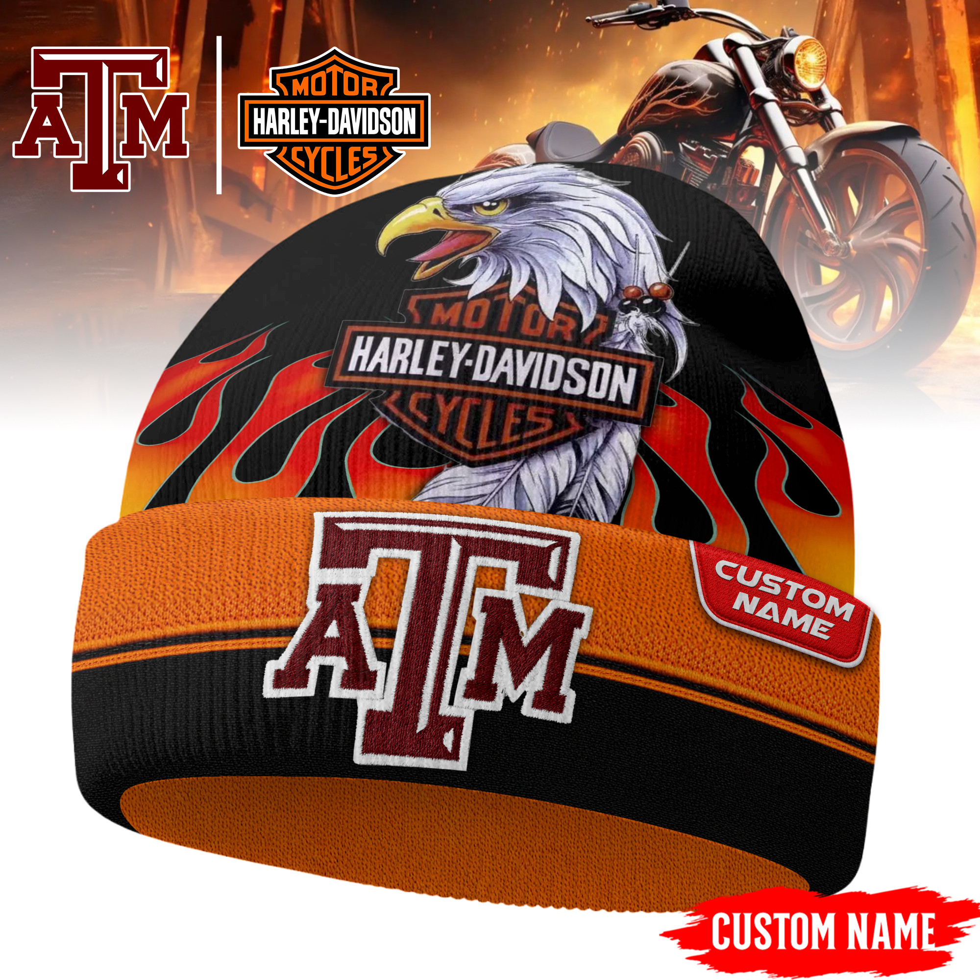 Texas A&M Aggies | Premium NCAA Harley Davidson Beanie Hat TTH2105316 - Image 2