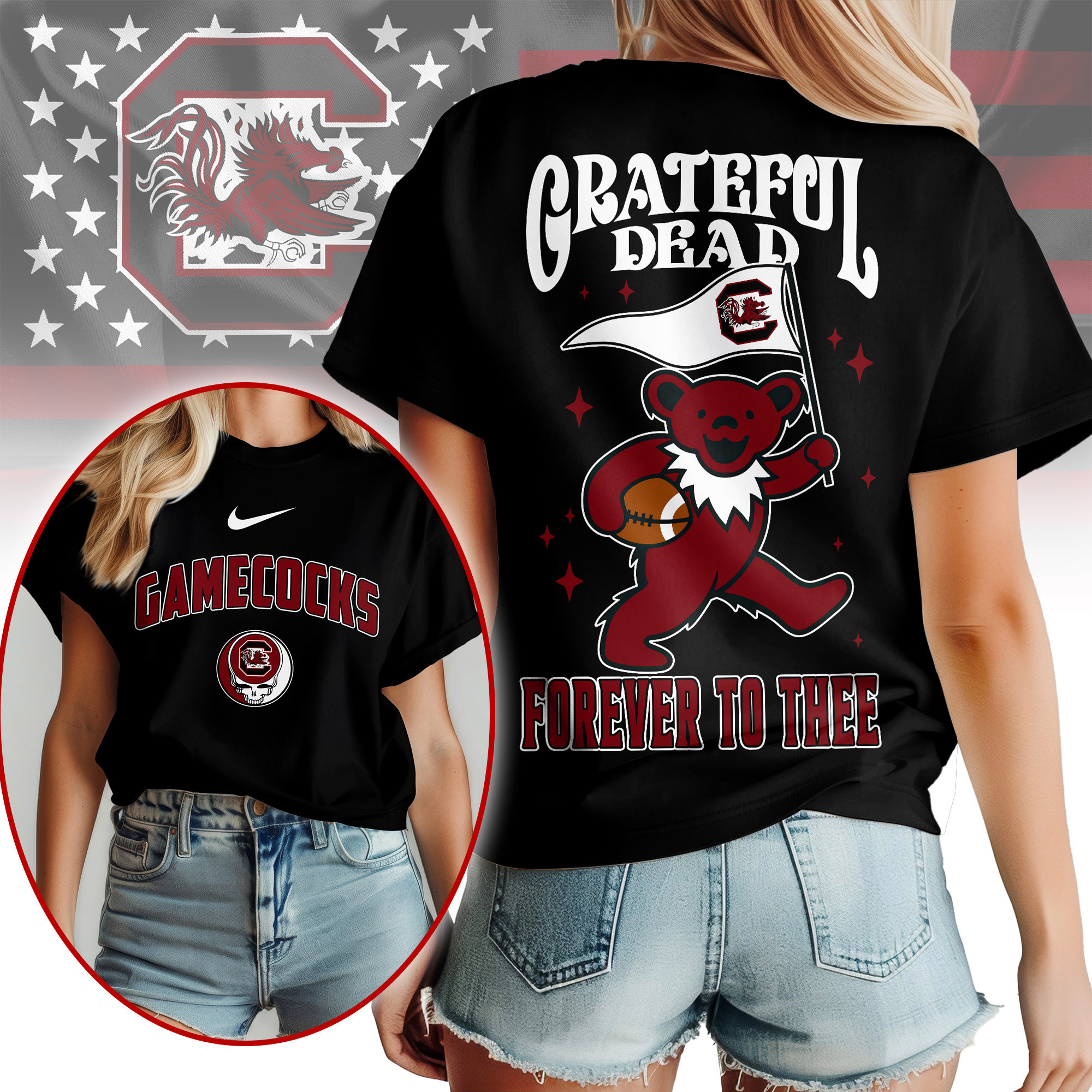 South Carolina Gamecocks | Premium NCAA Grateful Dead Pride 3D Shirt TTH2105299