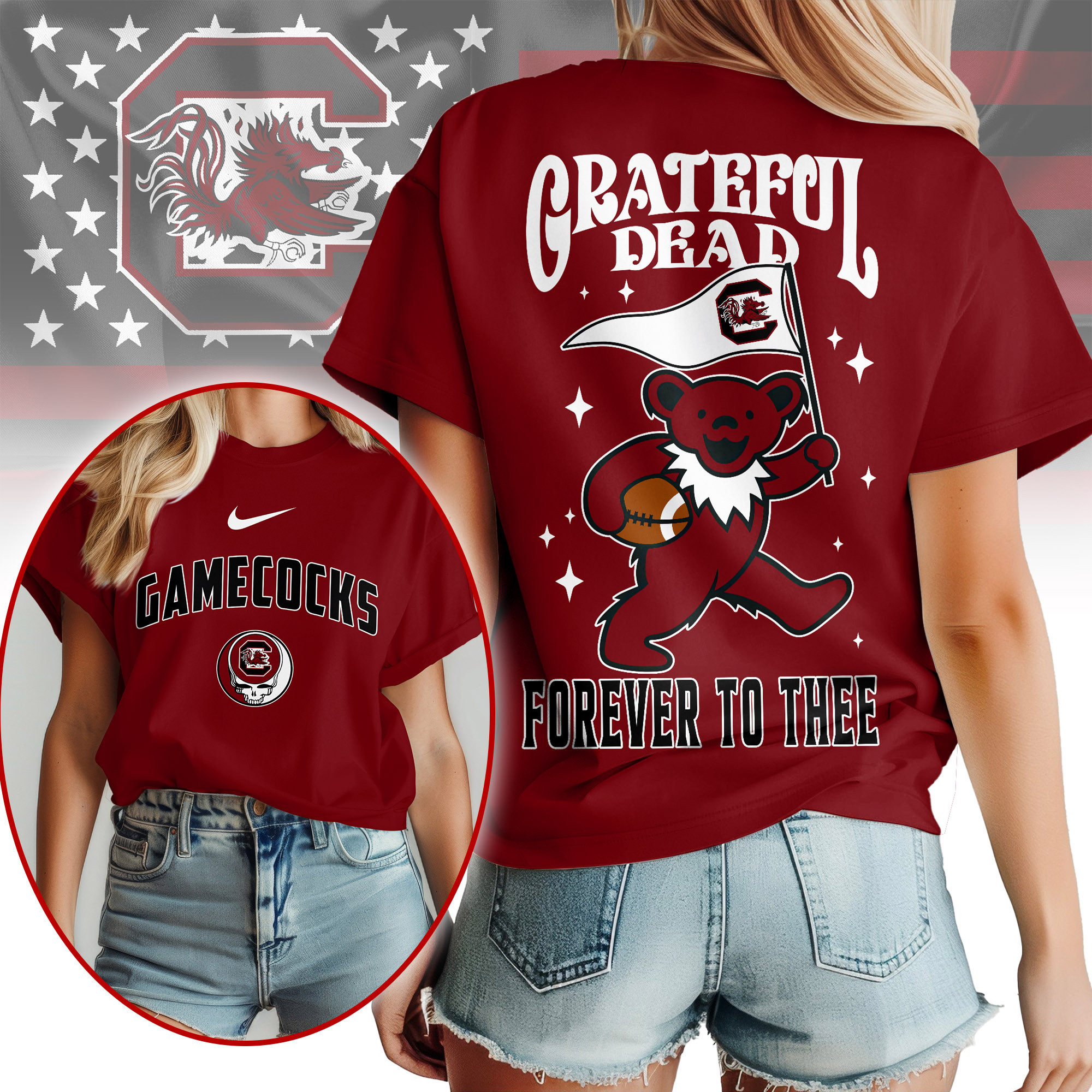 South Carolina Gamecocks | Premium NCAA Grateful Dead Pride 3D Shirt TTH2105299 - Image 2