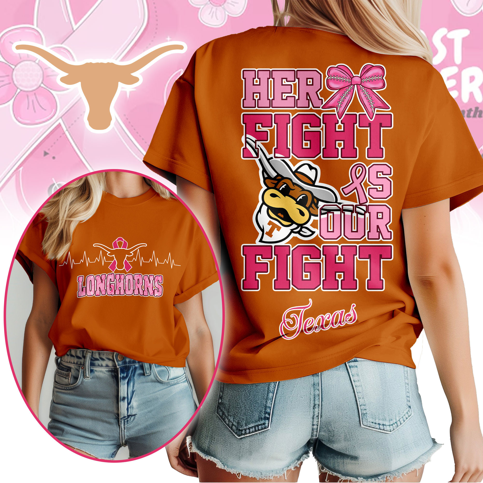 Texas Longhorns | Premium Her Fight Is Our Fight Women’s Shirt TTH2105364 - Image 5