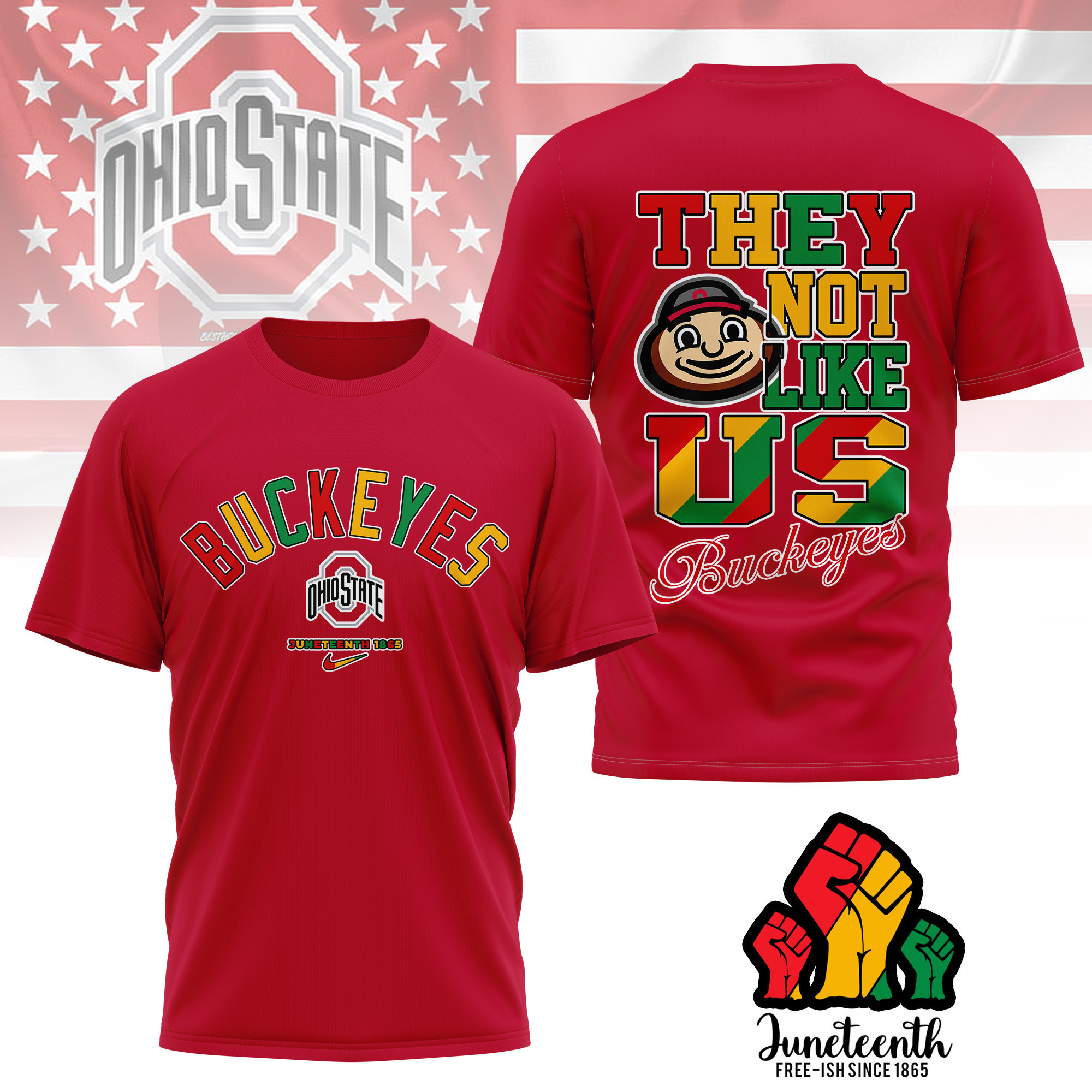 Ohio State Buckeyes | Premium Juneteenth Freedom Day 3D Shirt TTH2105323 - Image 2