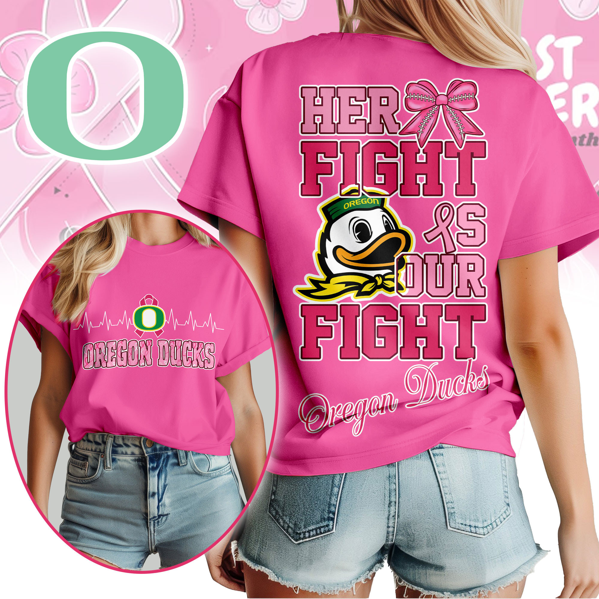 Oregon Ducks | Premium Her Fight Is Our Fight Women’s Shirt TTH2105364 - Image 3