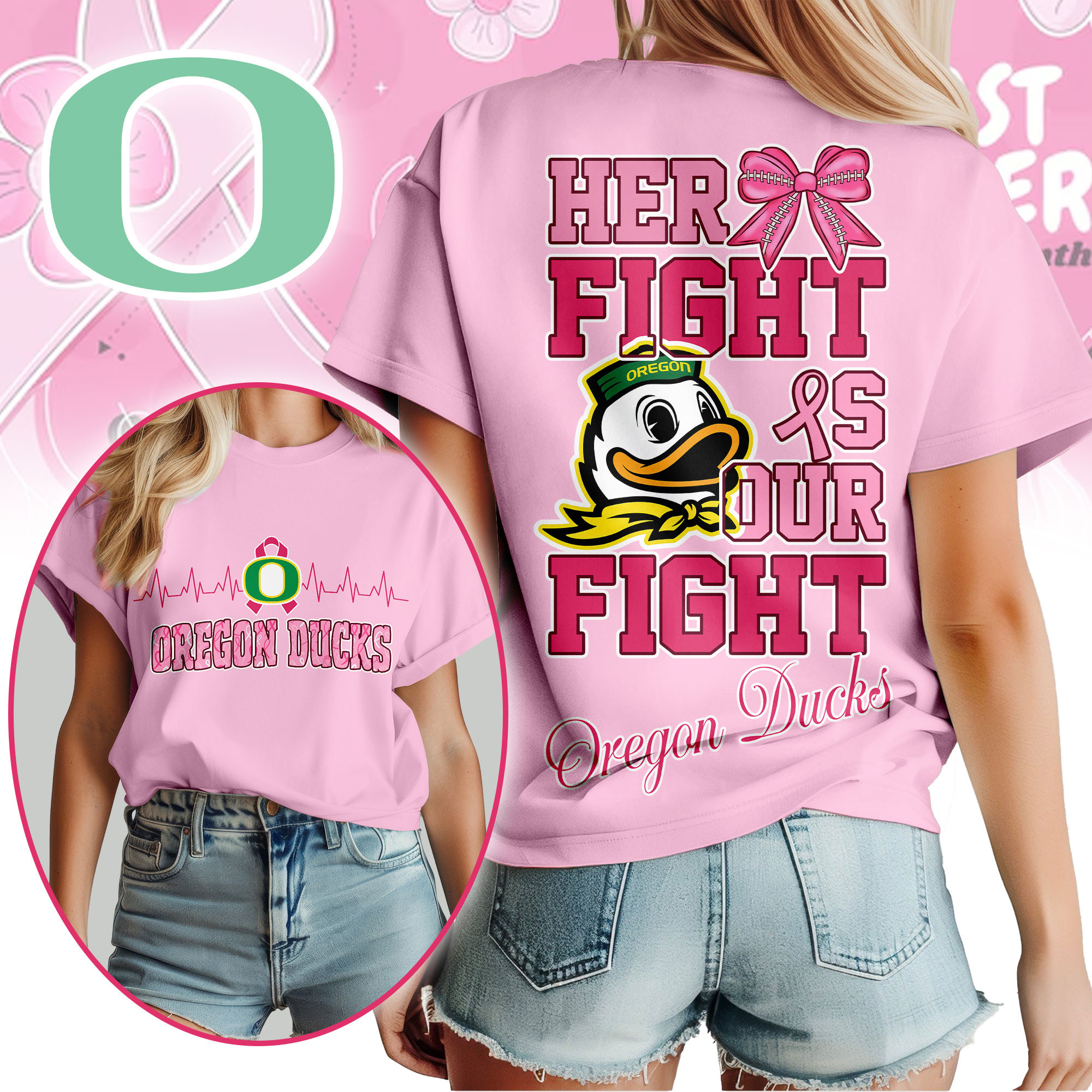 Oregon Ducks | Premium Her Fight Is Our Fight Women’s Shirt TTH2105364 - Image 2
