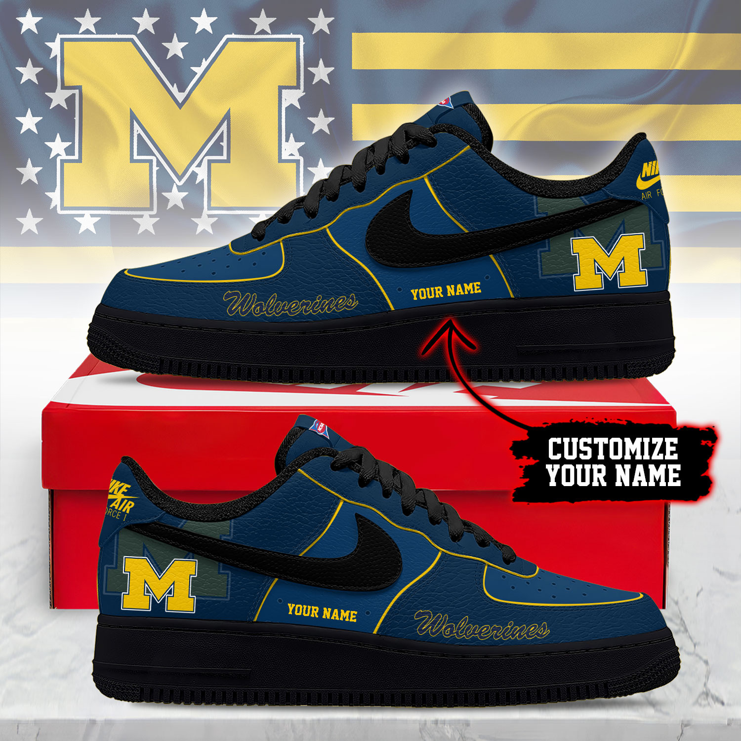 Michigan Wolverines x Premium NCAA Limited Edition Custom AF1 Shoes – Gift for Fans TTH190534 - Image 2