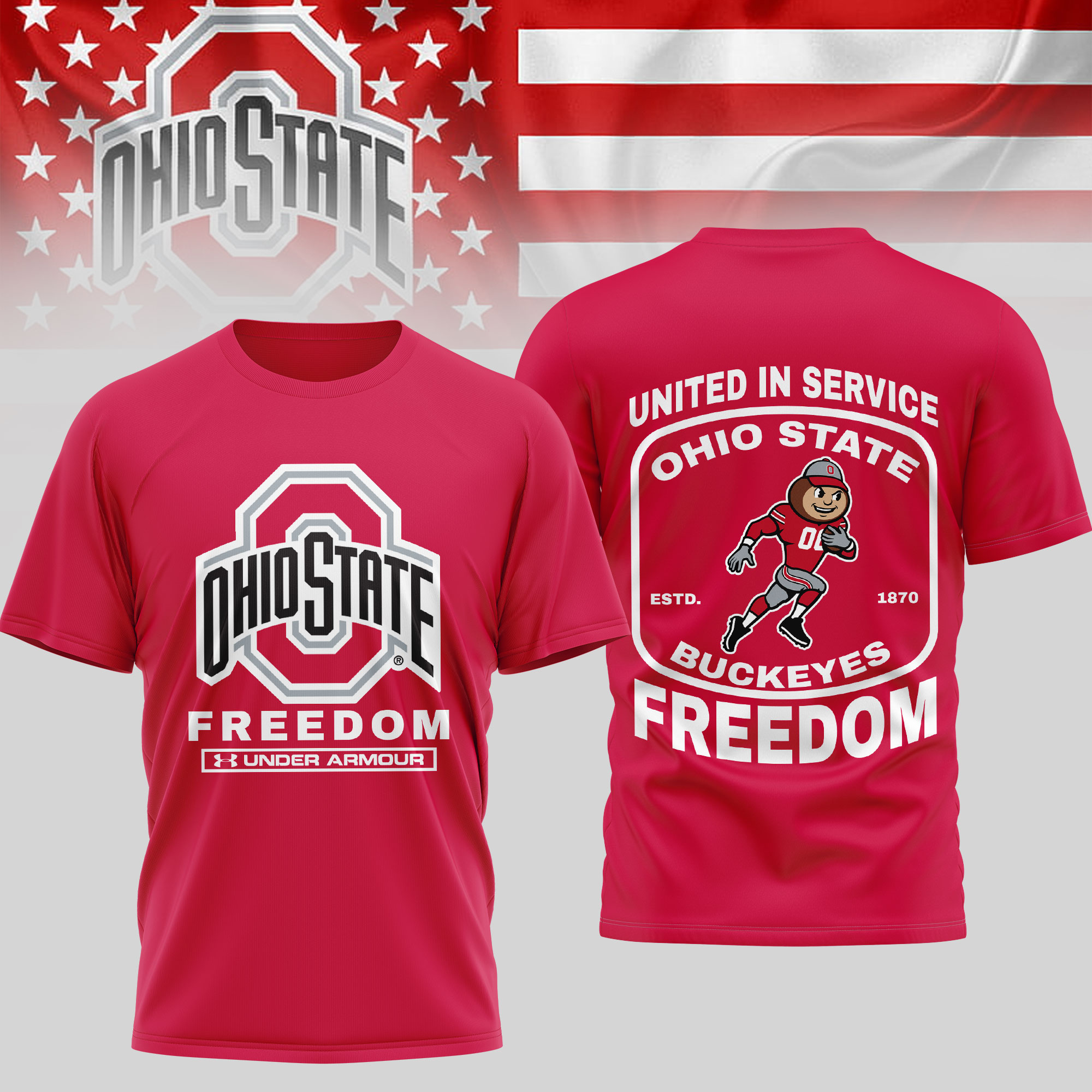 Ohio State Buckeyes | Premium NCAA United In Service 3D Shirt TTH2105276 - Image 2