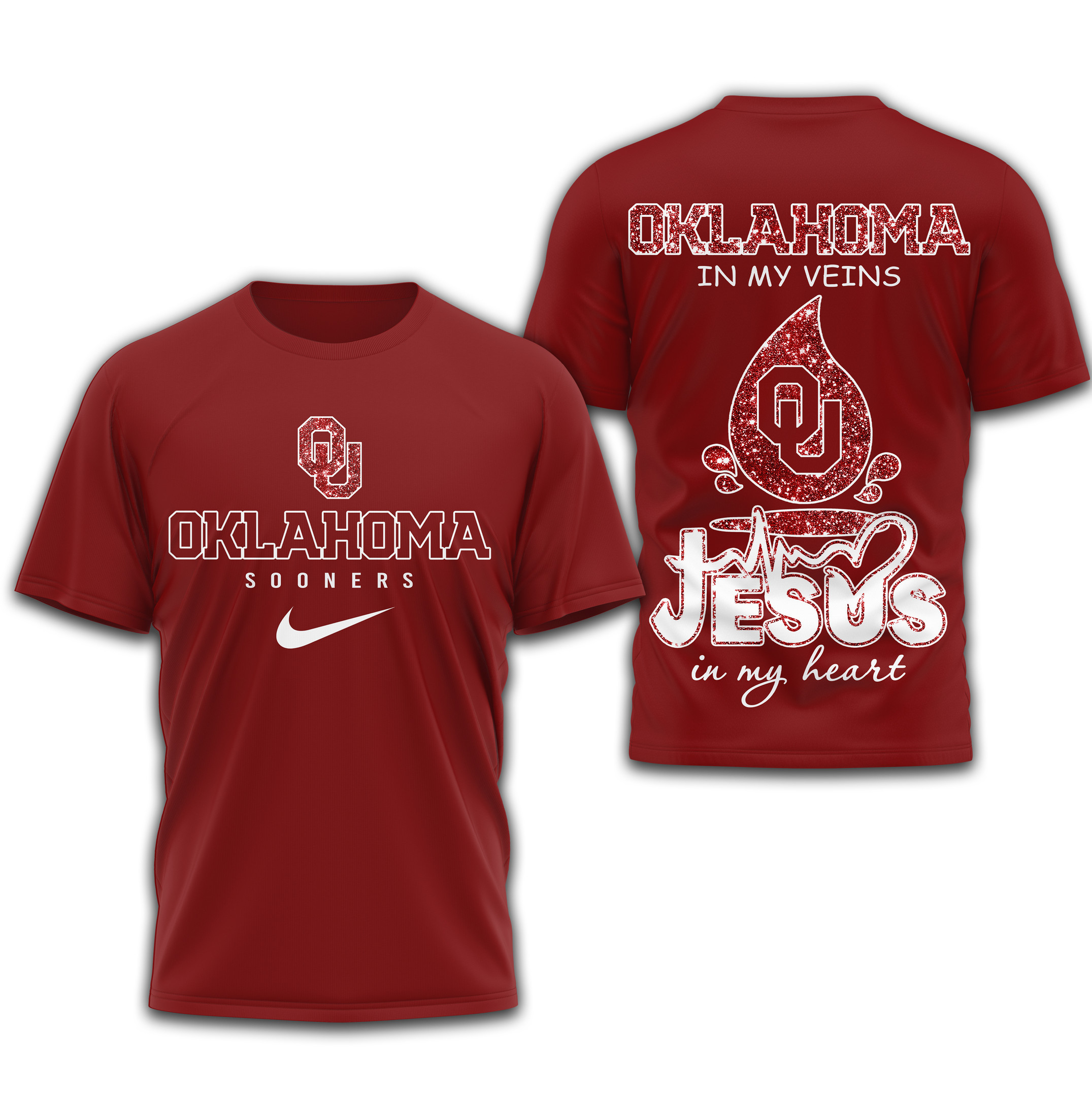 Oklahoma Sooners | Premium Jesus In My Heart 3D Shirt TTH2105296 - Image 2