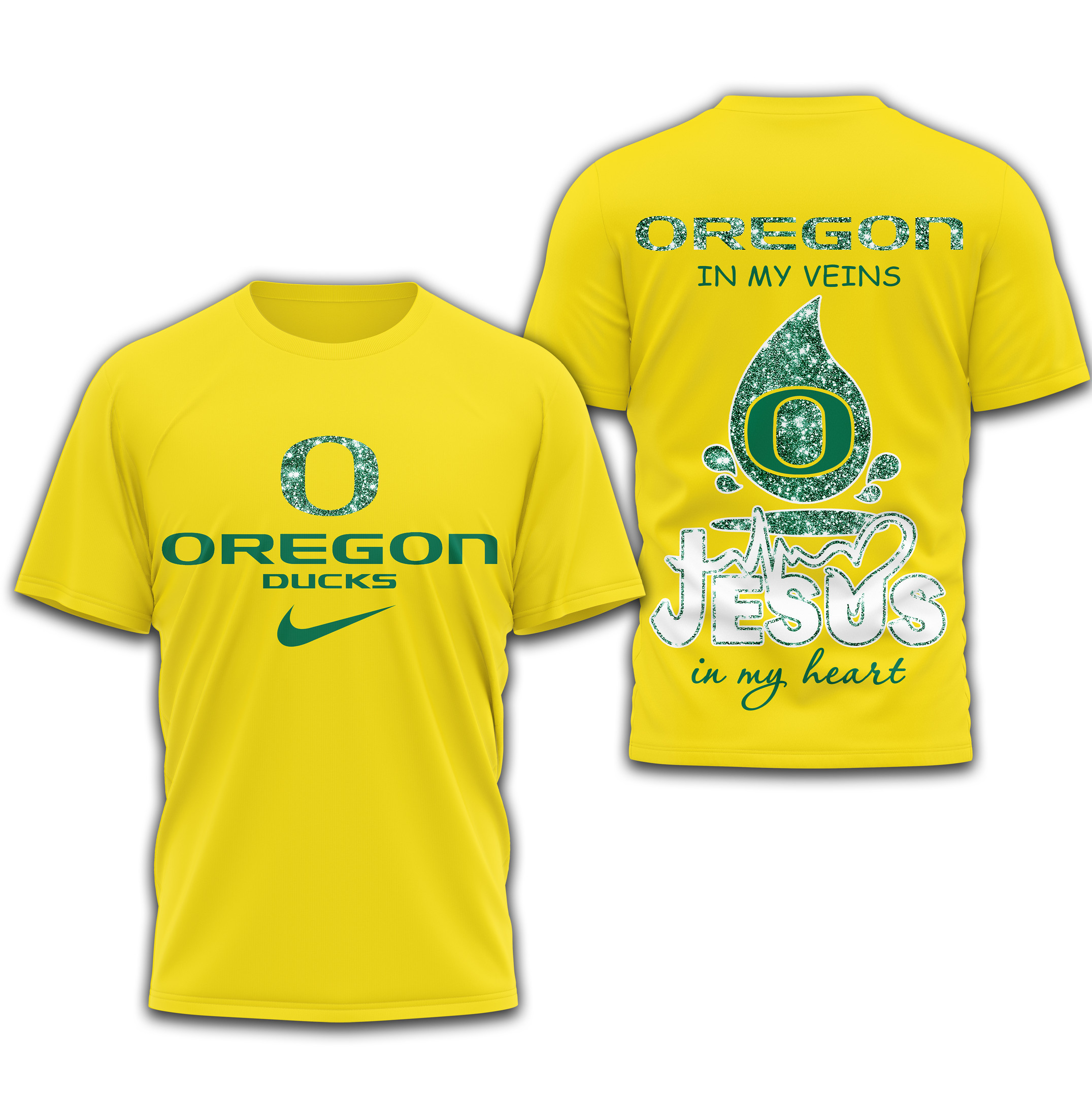 Oregon Ducks | Premium Jesus In My Heart 3D Shirt TTH2105296 - Image 2