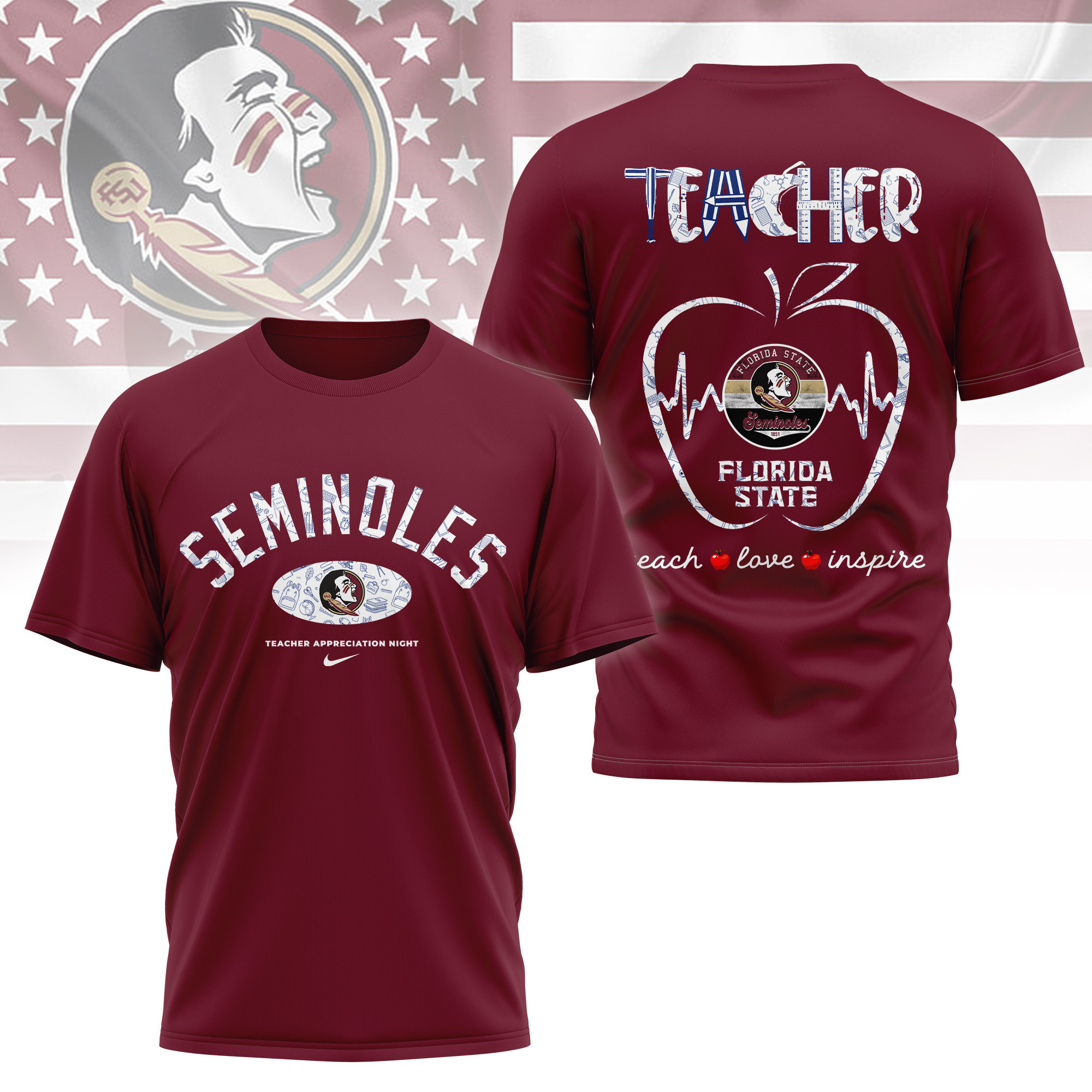 Florida State Seminoles | Premium Teacher Appreciation Day 3D Shirt TTH2105288 - Image 2