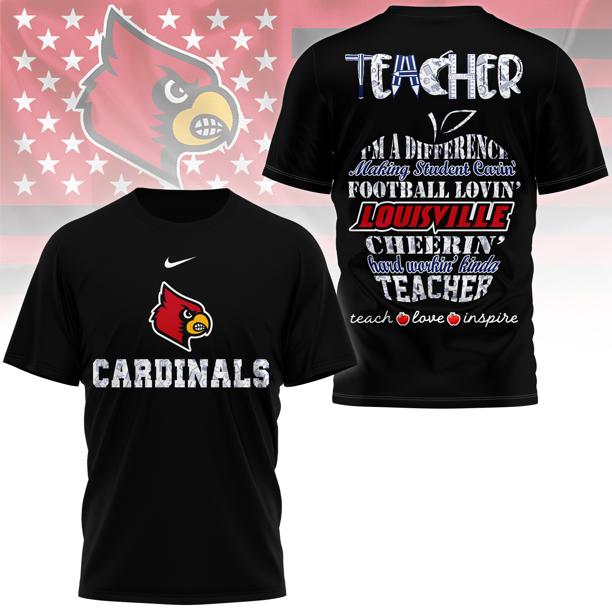 Louisville Cardinals | Premium Teacher Pride 3D Shirt TTH2105261