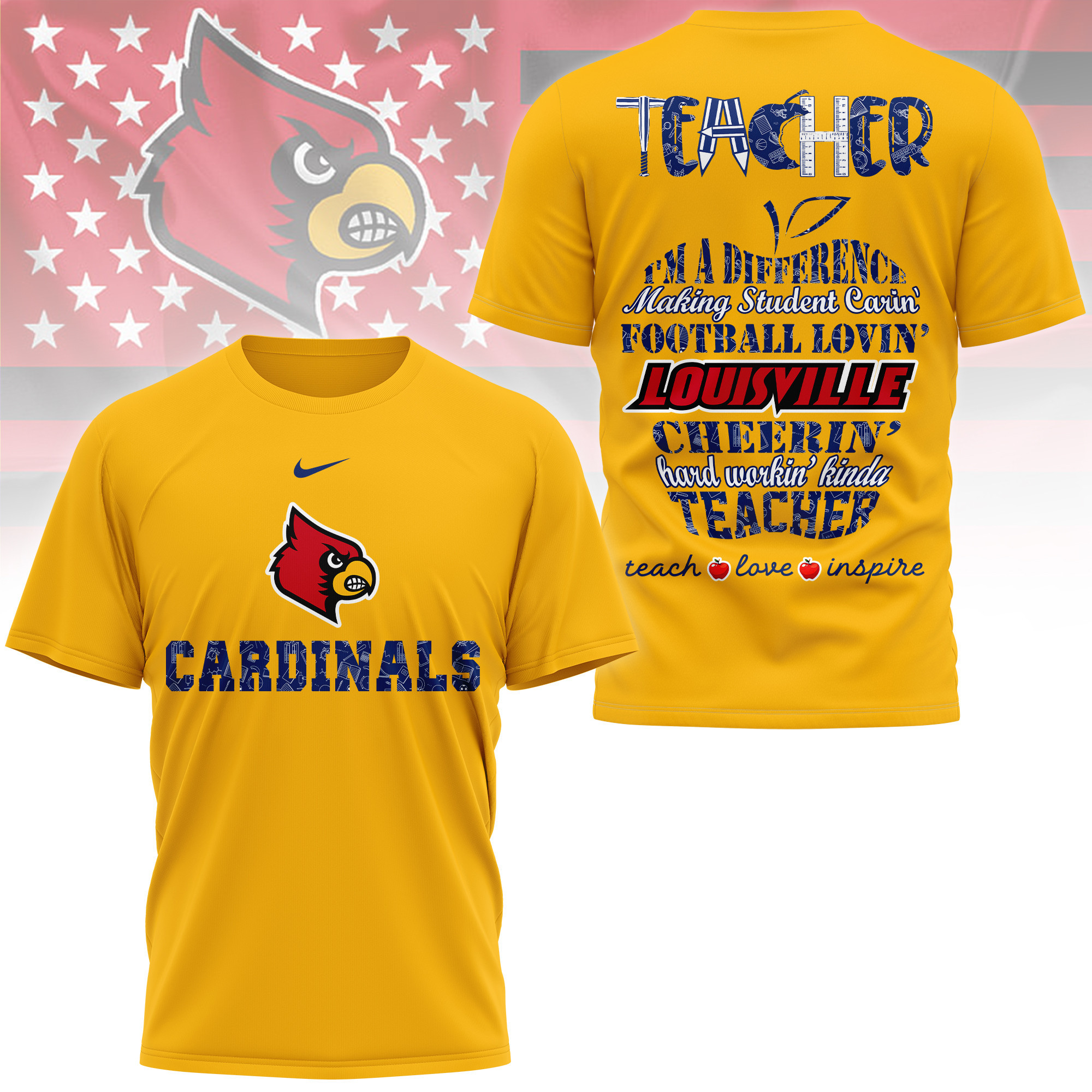 Louisville Cardinals | Premium Teacher Pride 3D Shirt TTH2105261 - Image 4
