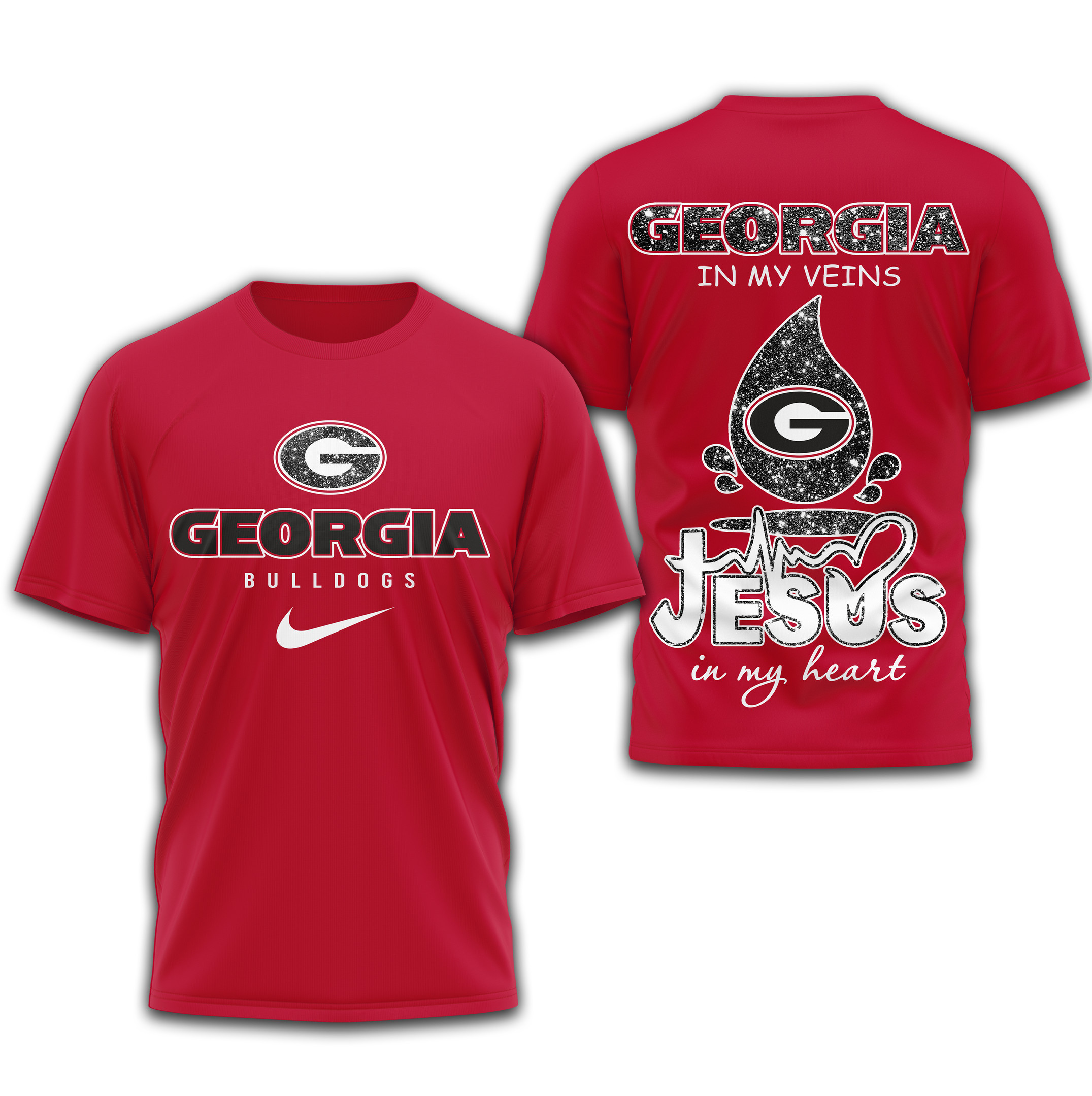 Georgia Bulldogs | Premium Jesus In My Heart 3D Shirt TTH2105296 - Image 2