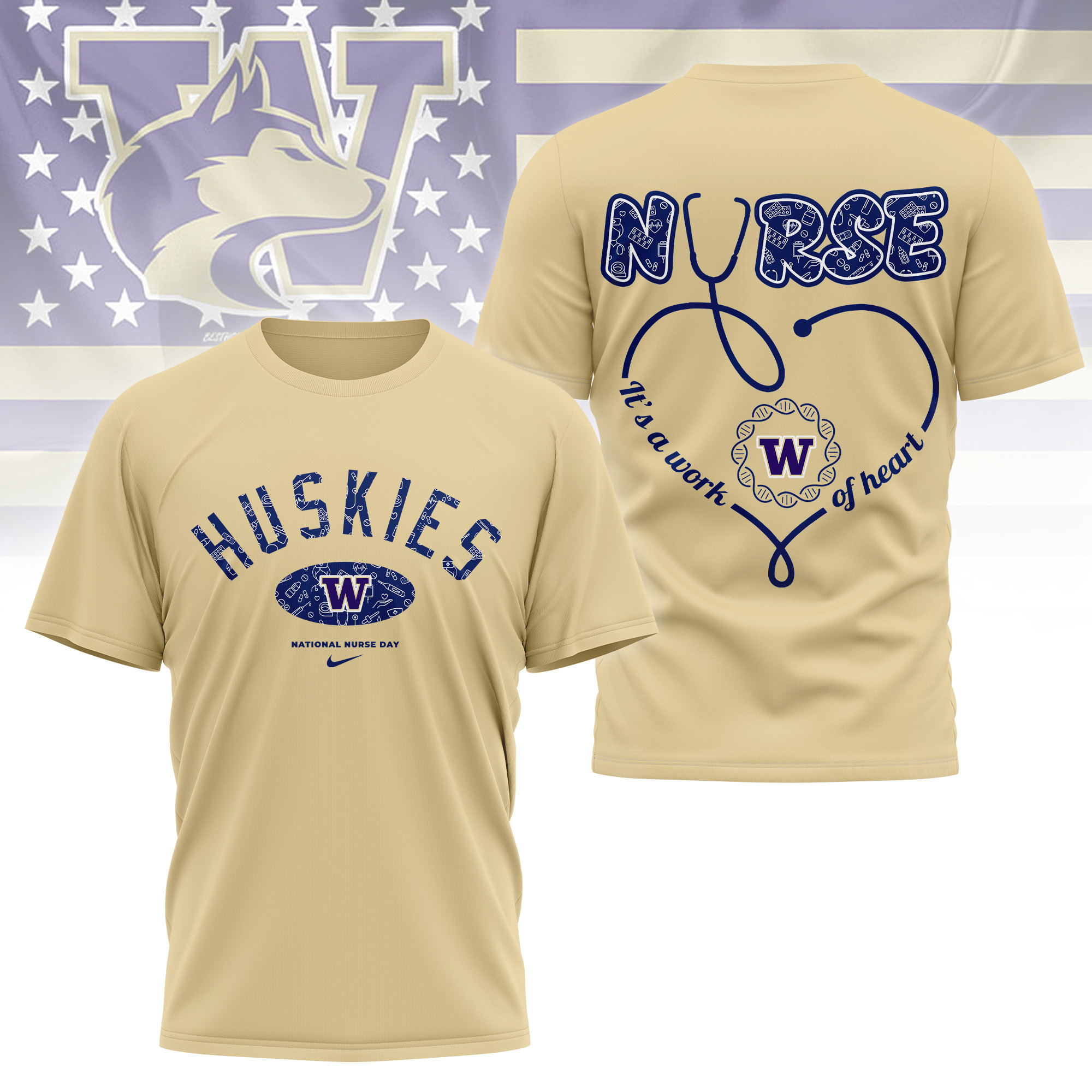 Washington Huskies | Premium Nurse Appreciation Day 3D Shirt TTH2105281 - Image 4