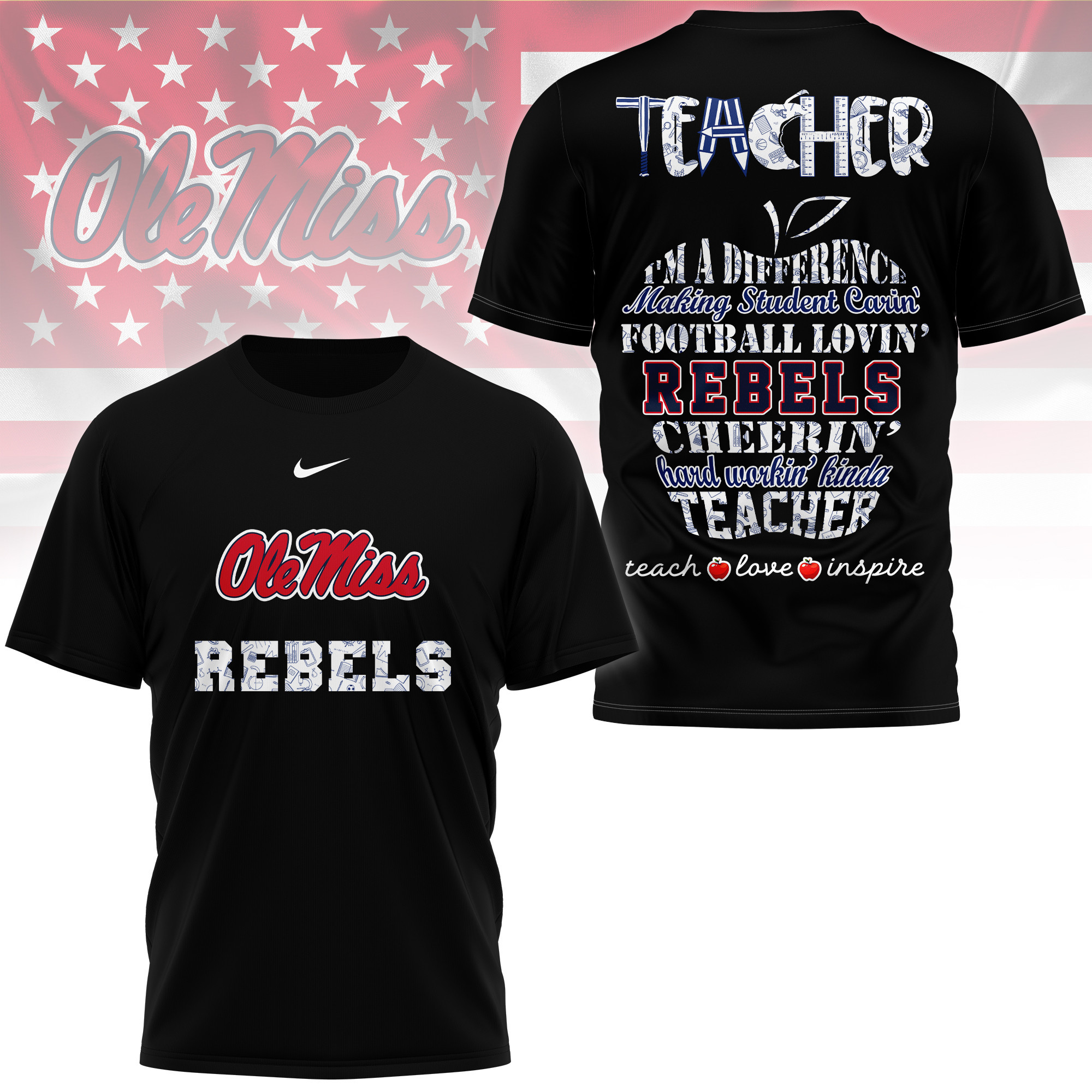 Ole Miss Rebels | Premium Teacher Pride 3D Shirt TTH2105261