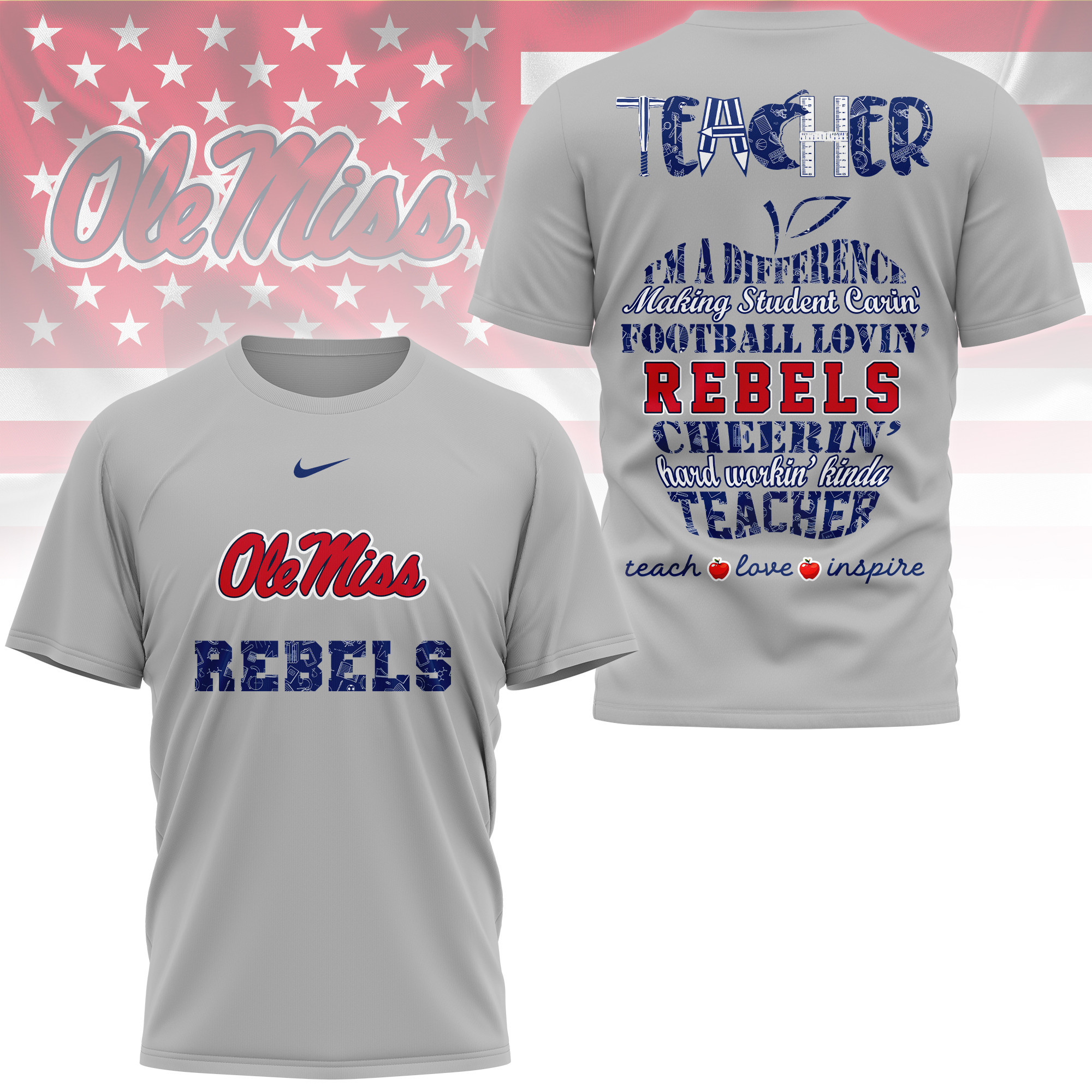 Ole Miss Rebels | Premium Teacher Pride 3D Shirt TTH2105261 - Image 2