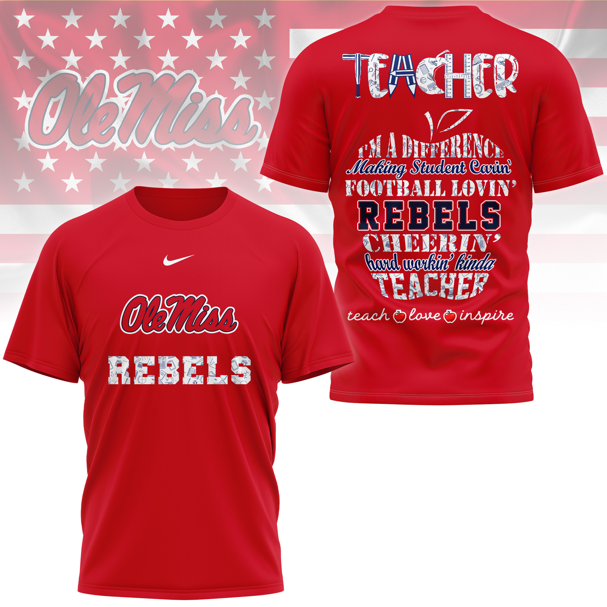 Ole Miss Rebels | Premium Teacher Pride 3D Shirt TTH2105261 - Image 3