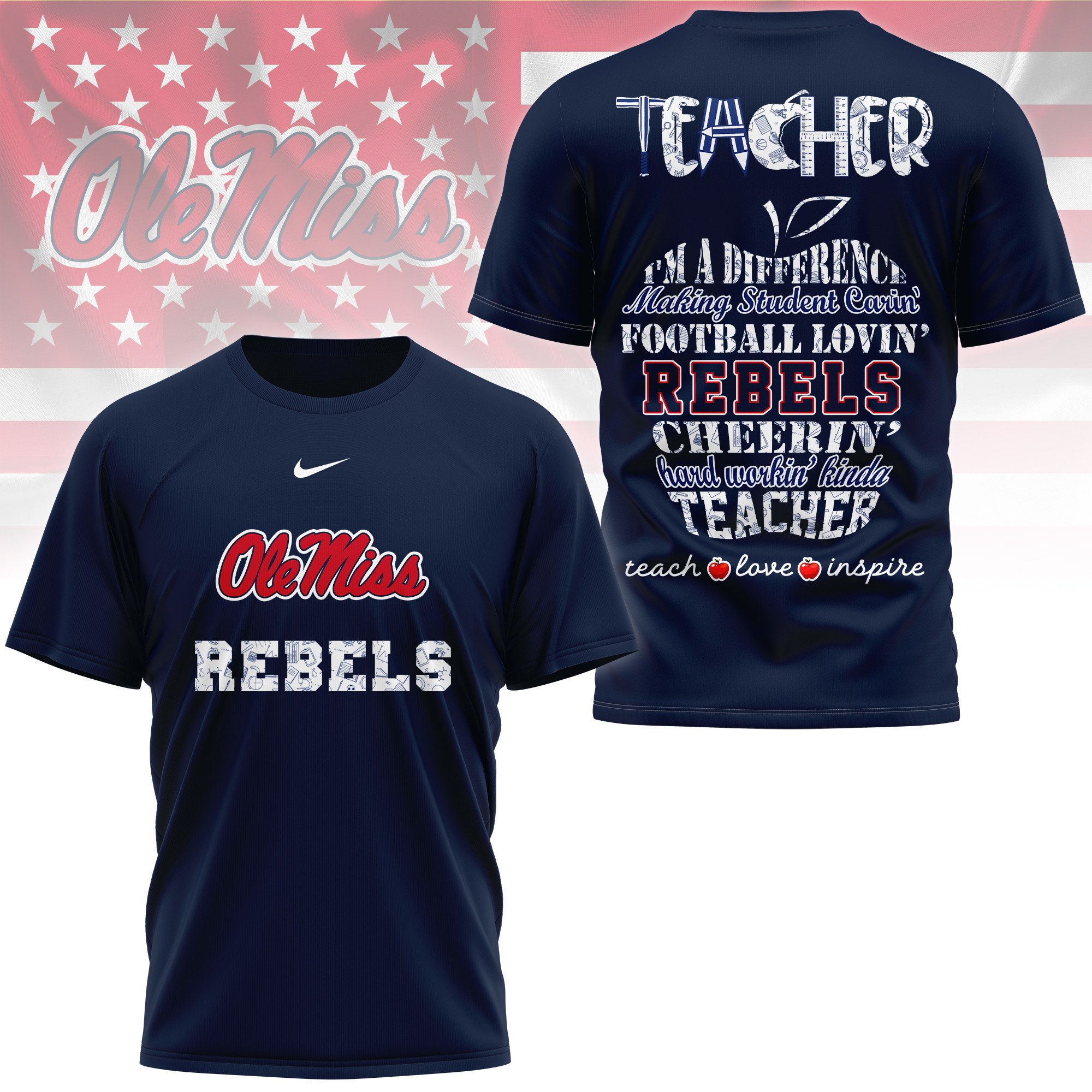 Ole Miss Rebels | Premium Teacher Pride 3D Shirt TTH2105261 - Image 4