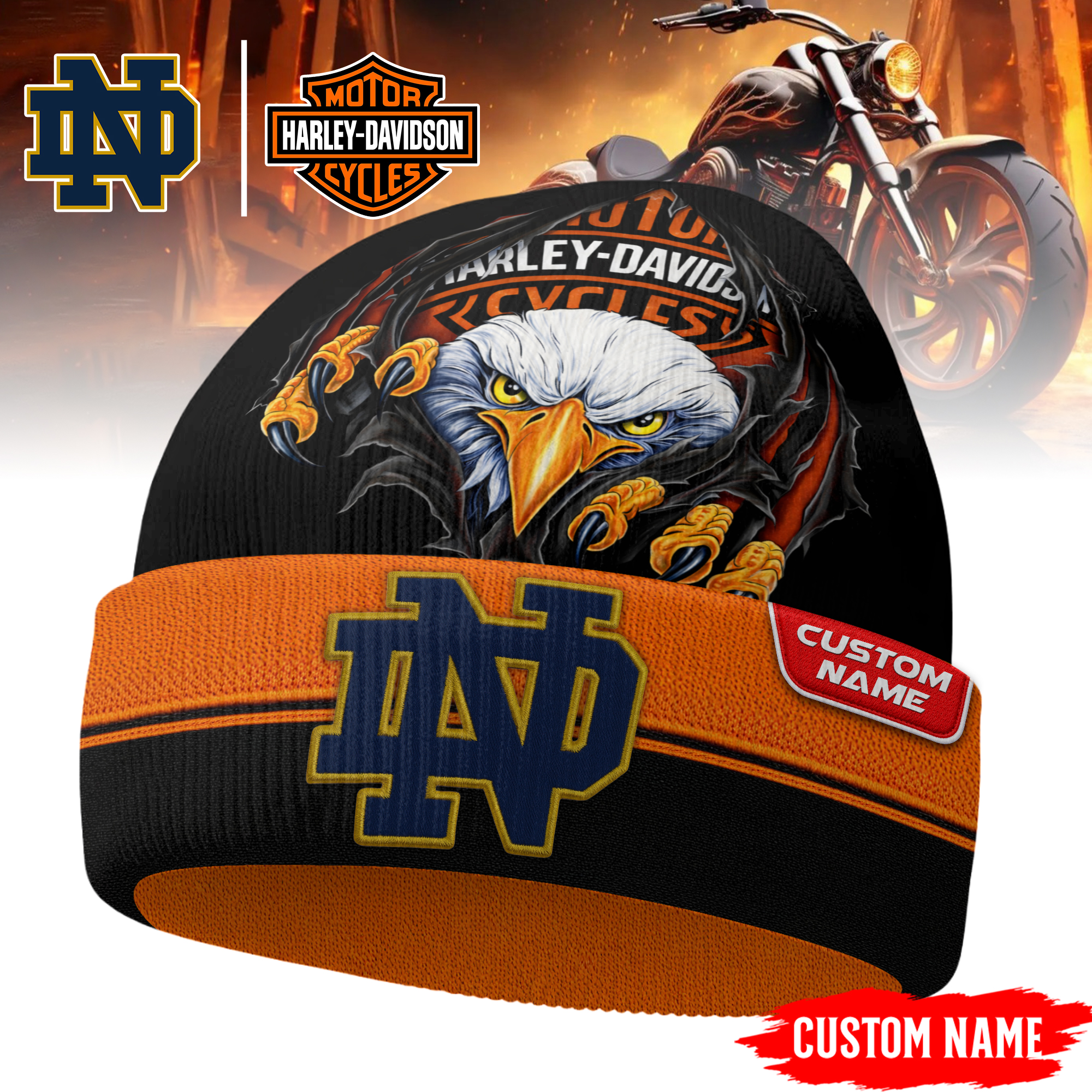 Notre Dame Fighting Irish | Premium NCAA Harley Davidson Beanie Hat TTH2105316