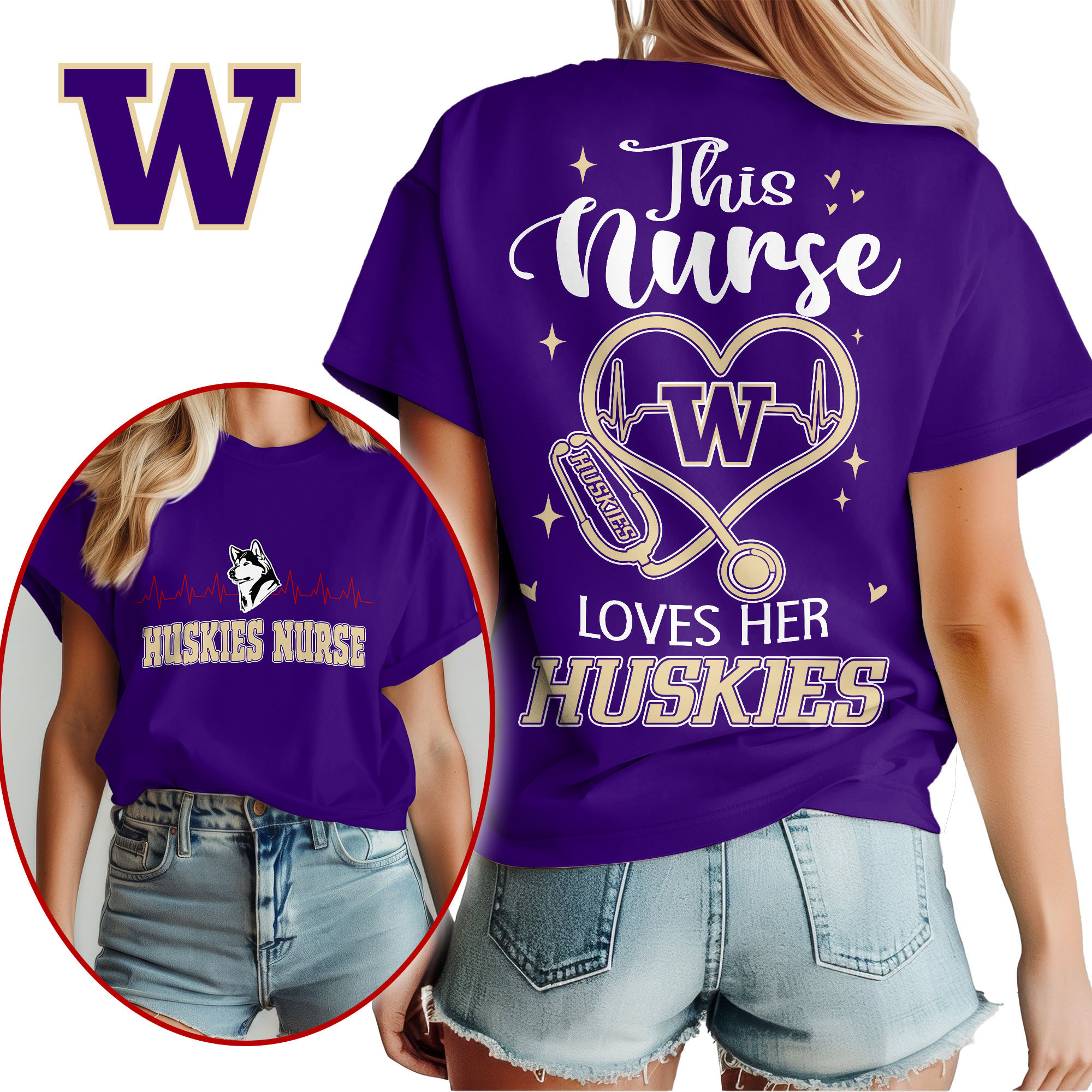 Washington Huskies | Premium Nurse Appreciation Month Women’s Shirt TTH2105224 - Image 3