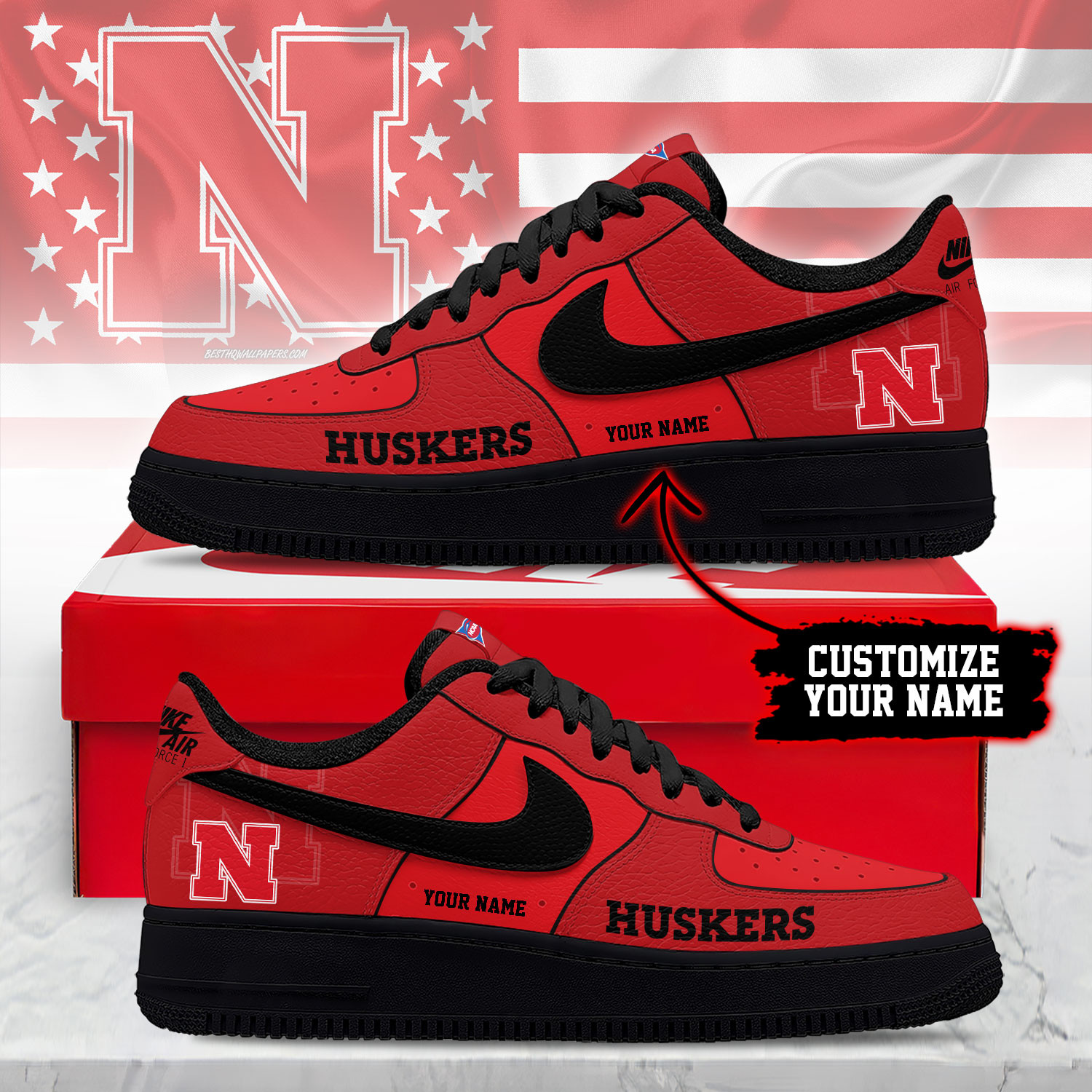 Nebraska Cornhuskers x Premium NCAA Limited Edition Custom AF1 Shoes – Gift for Fans TTH190534 - Image 2