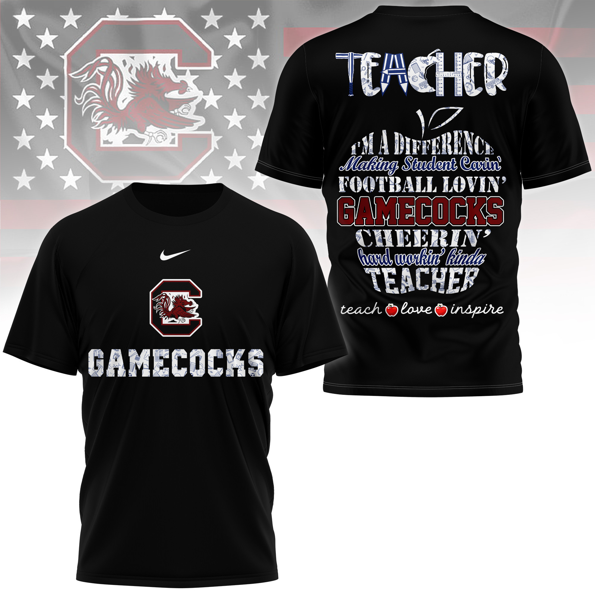 South Carolina Gamecocks | Premium Teacher Pride 3D Shirt TTH2105261
