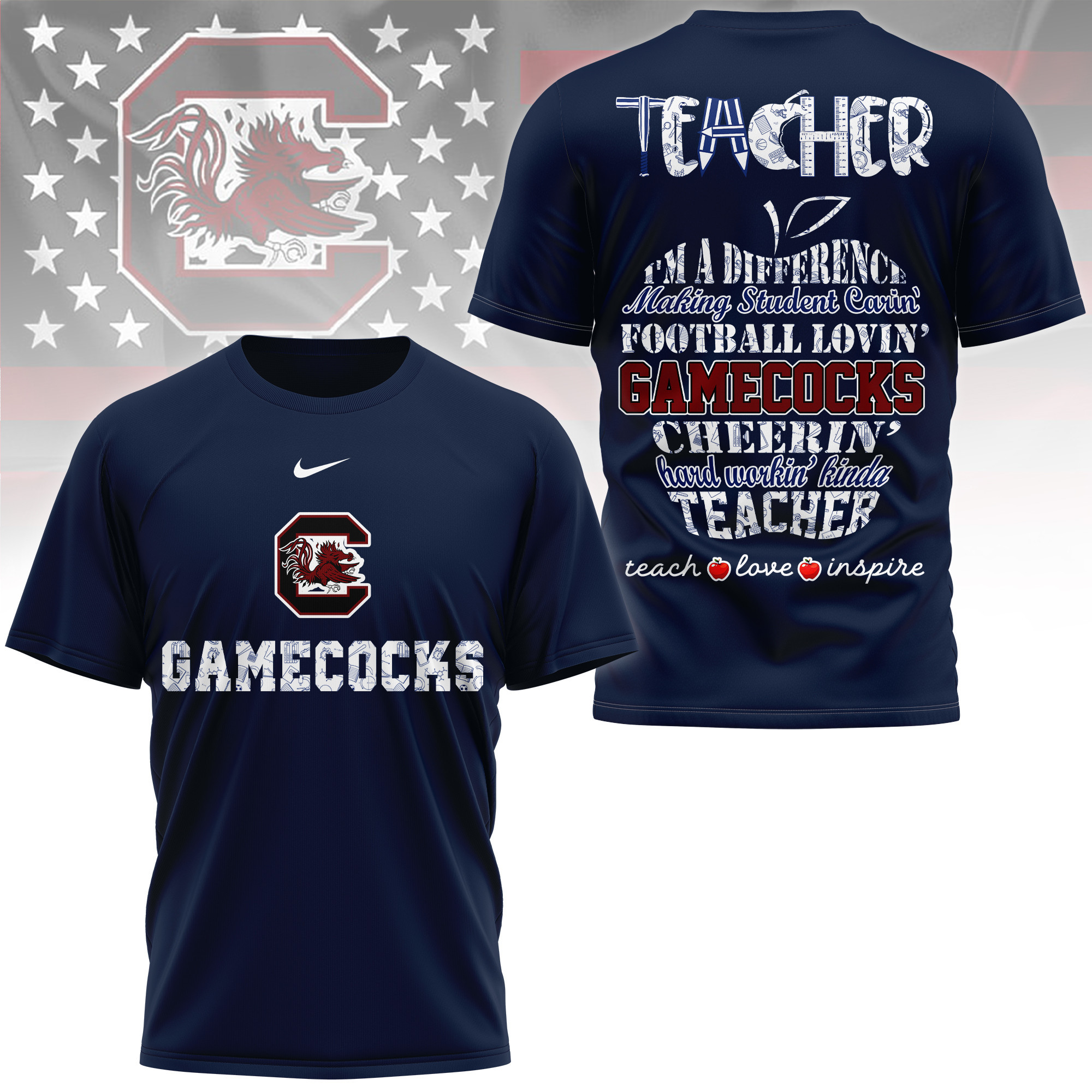 South Carolina Gamecocks | Premium Teacher Pride 3D Shirt TTH2105261 - Image 4