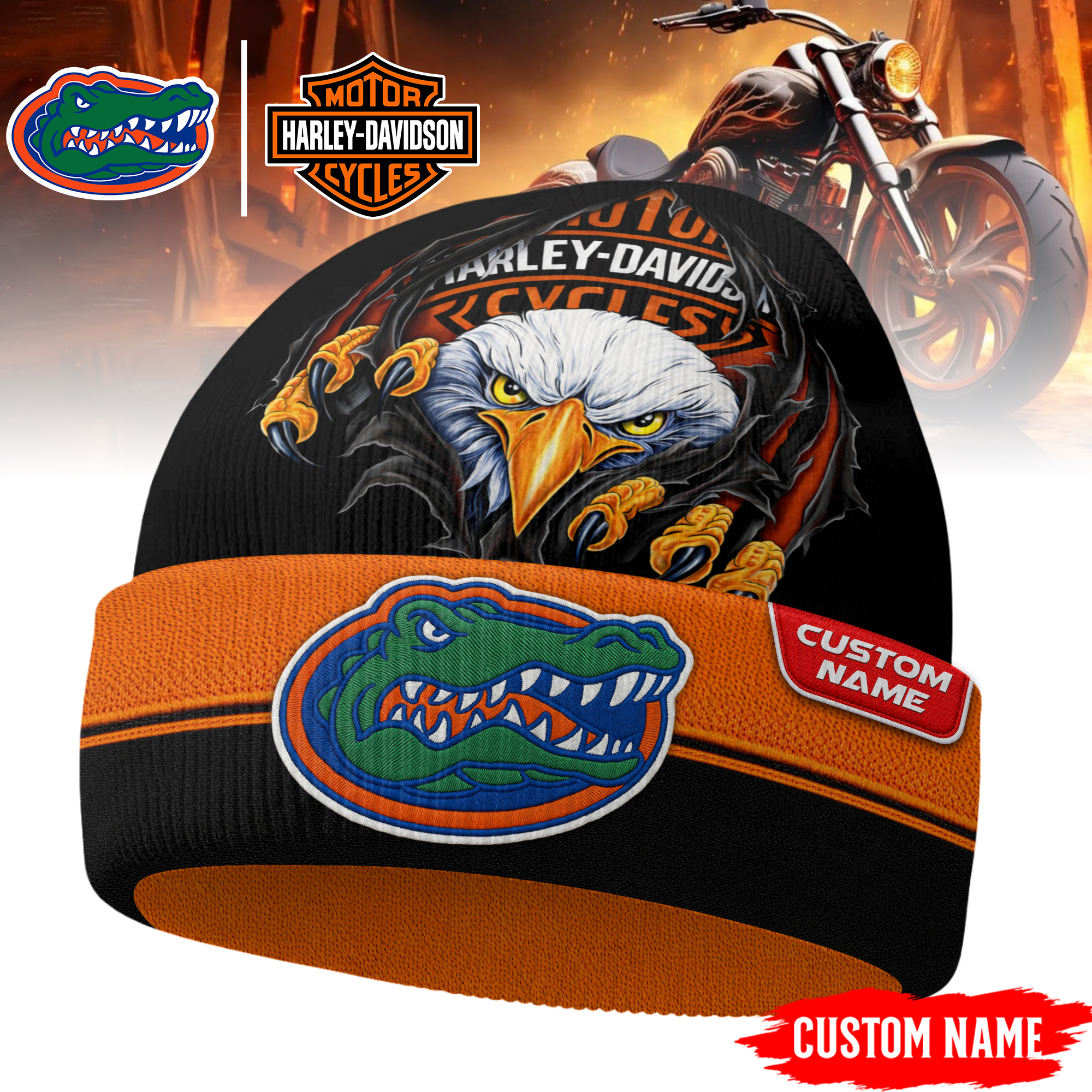 Florida Gators | Premium NCAA Harley Davidson Beanie Hat TTH2105316