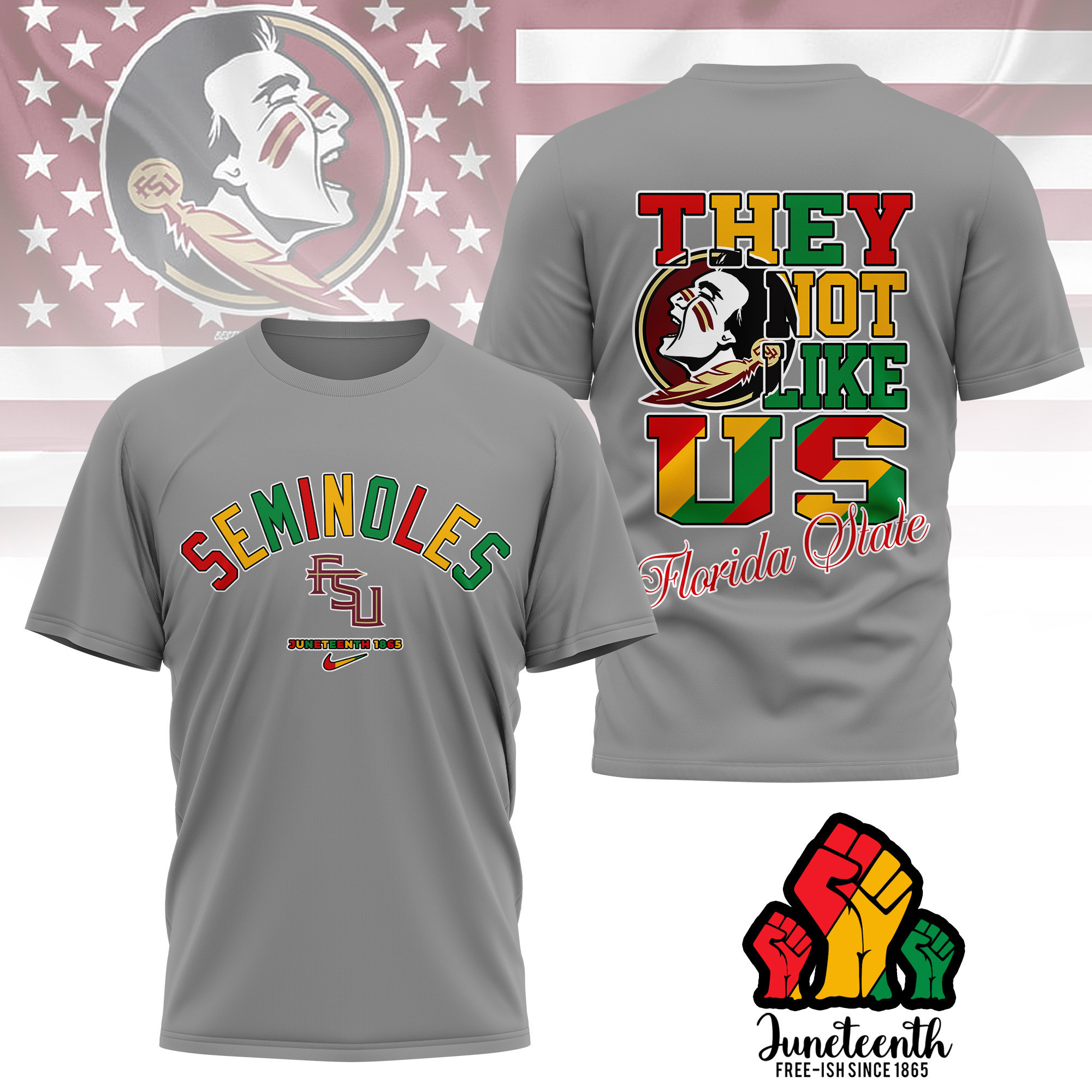 Florida State Seminoles | Premium Juneteenth Freedom Day 3D Shirt TTH2105323 - Image 2