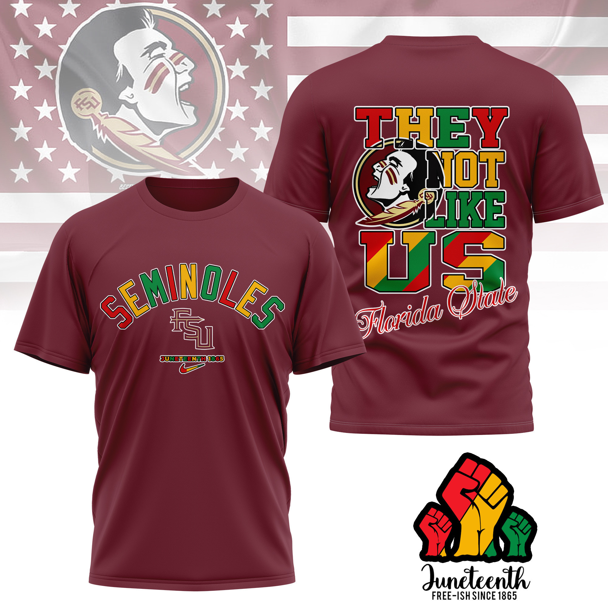 Florida State Seminoles | Premium Juneteenth Freedom Day 3D Shirt TTH2105323 - Image 3
