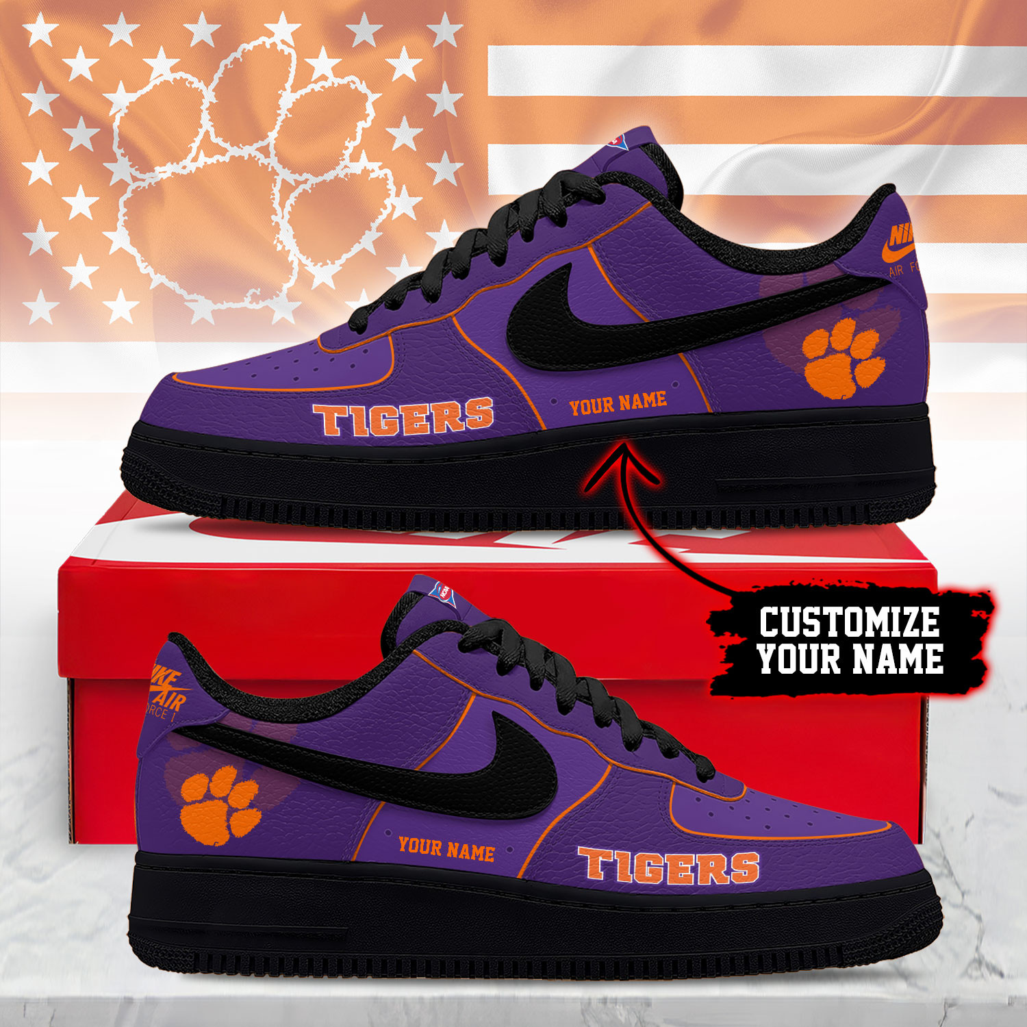 Clemson Tigers x Premium NCAA Limited Edition Custom AF1 Shoes – Gift for Fans TTH190534 - Image 2