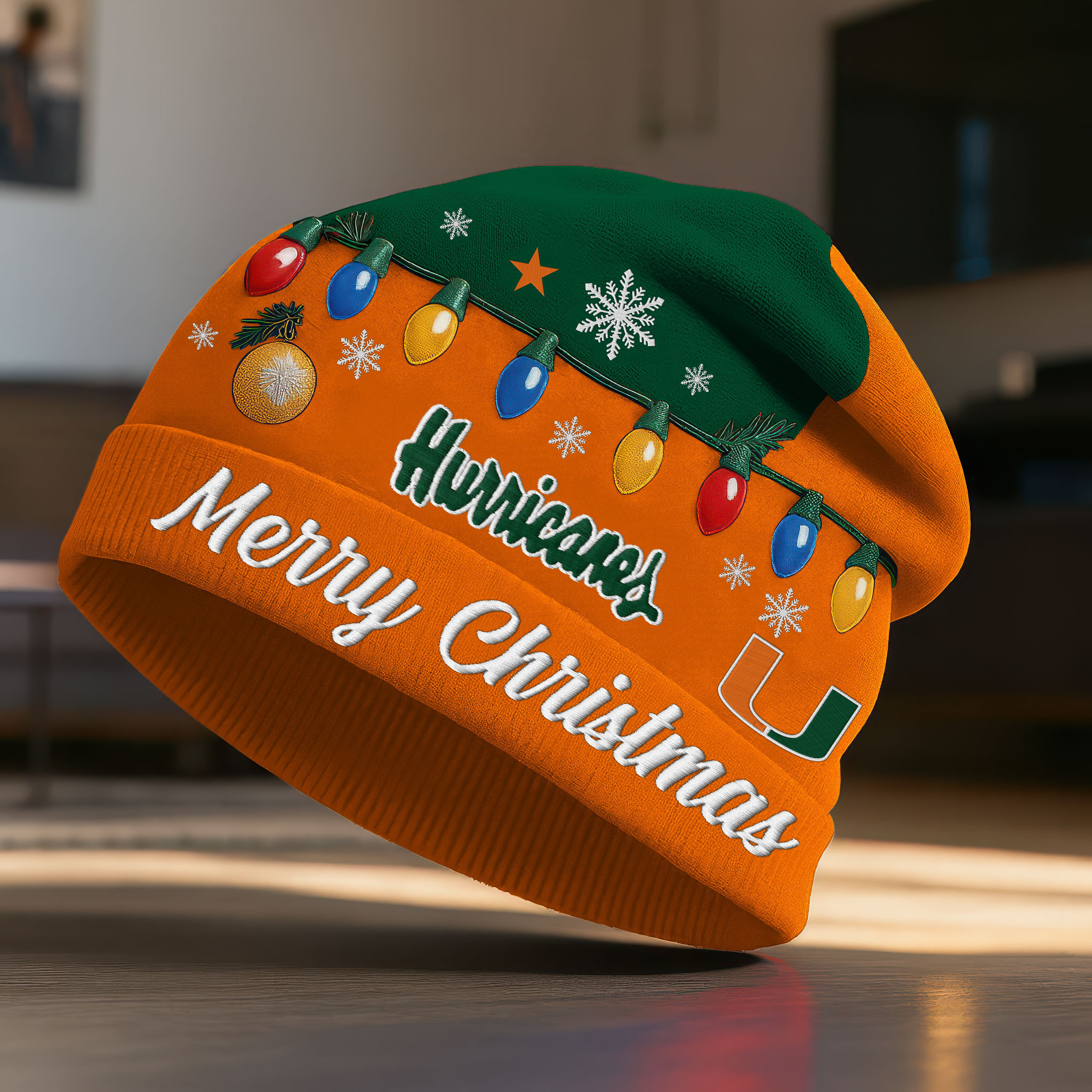 Miami Hurricanes | Premium NCAA Christmas Beanie Hat TTH2105274