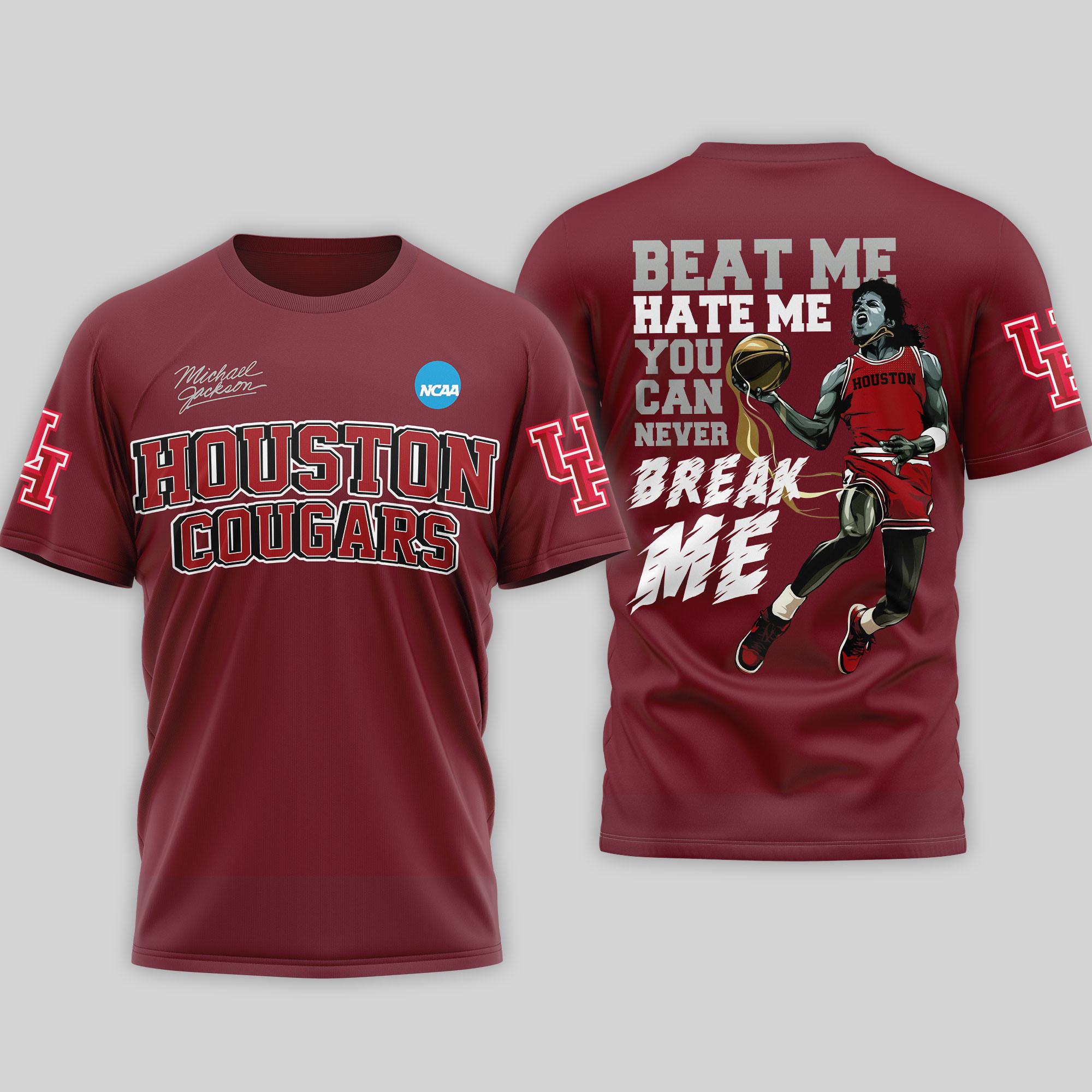 Houston Cougars | Premium NCAA Michael Jackson 3D Shirt TTH2105297 - Image 3