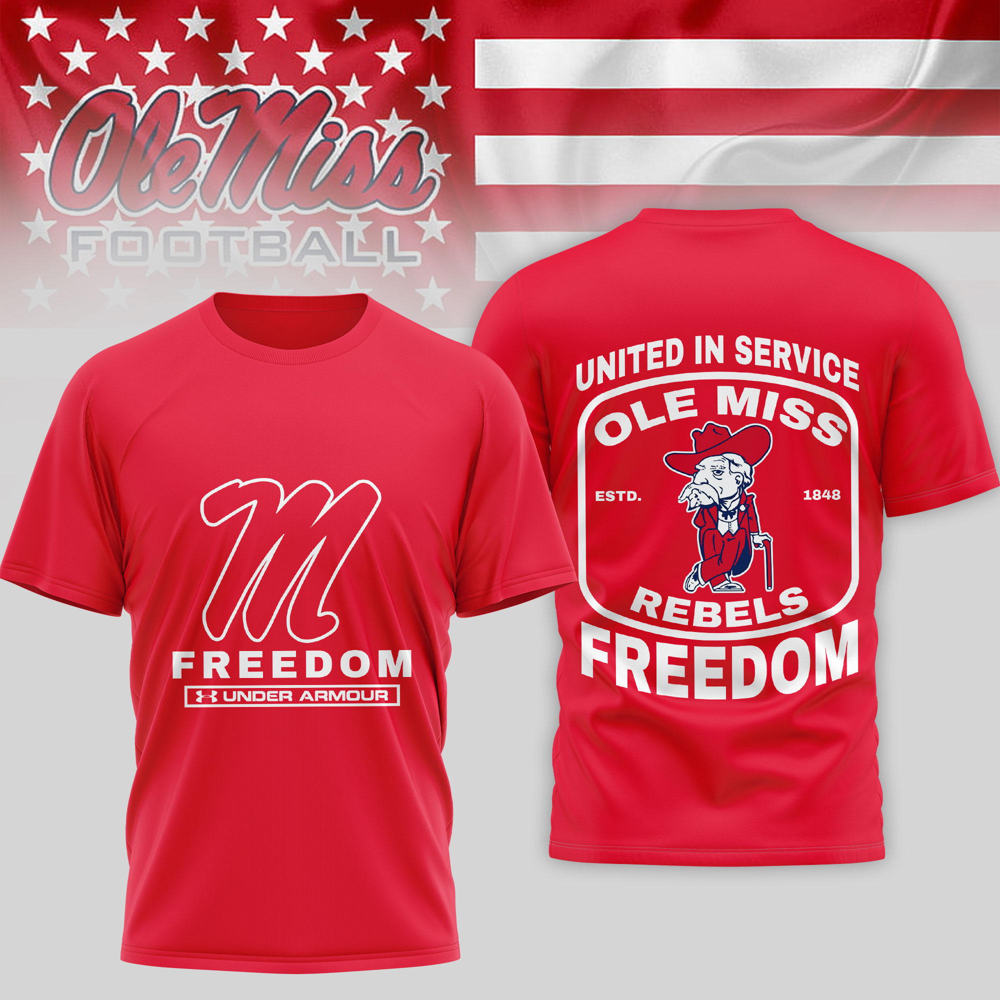 Ole Miss Rebels | Premium NCAA United In Service 3D Shirt TTH2105276 - Image 2