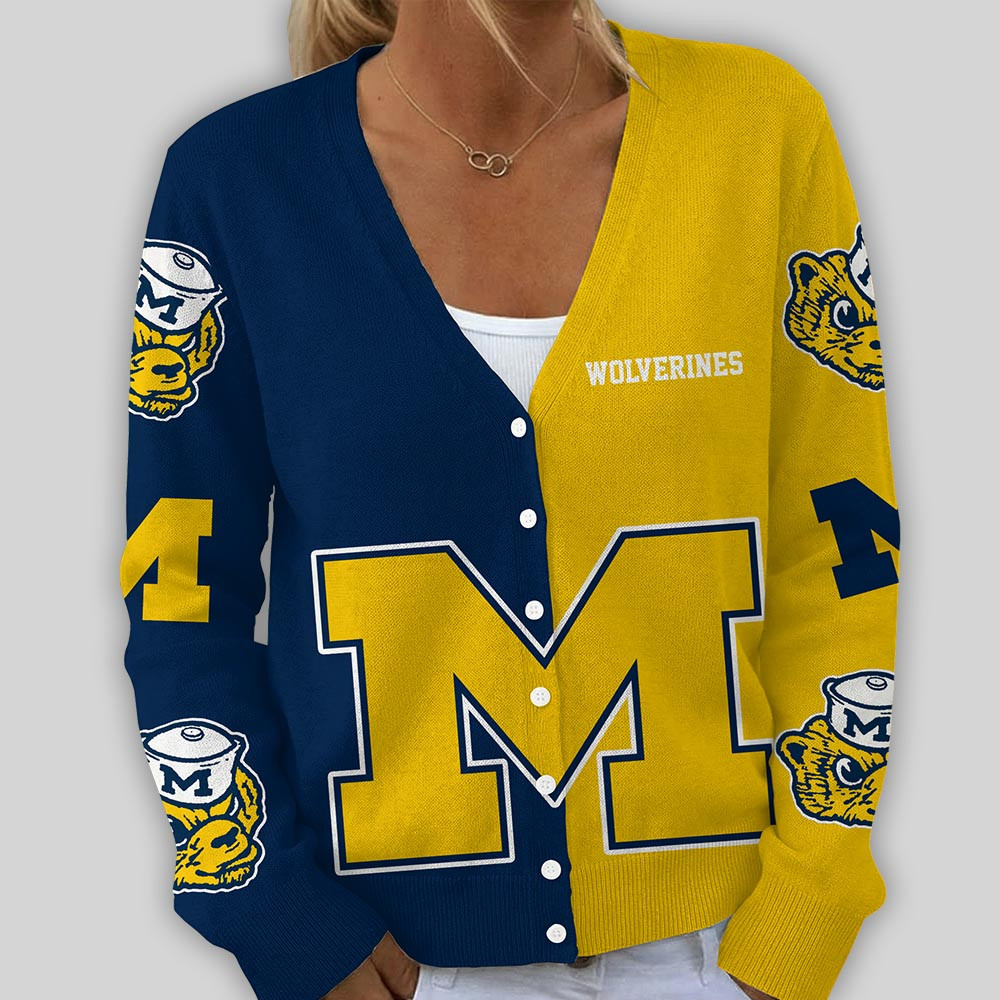 Michigan Wolverines | Premium NCAA Game Day V-Neck Cardigan TTH2105269 - Image 2